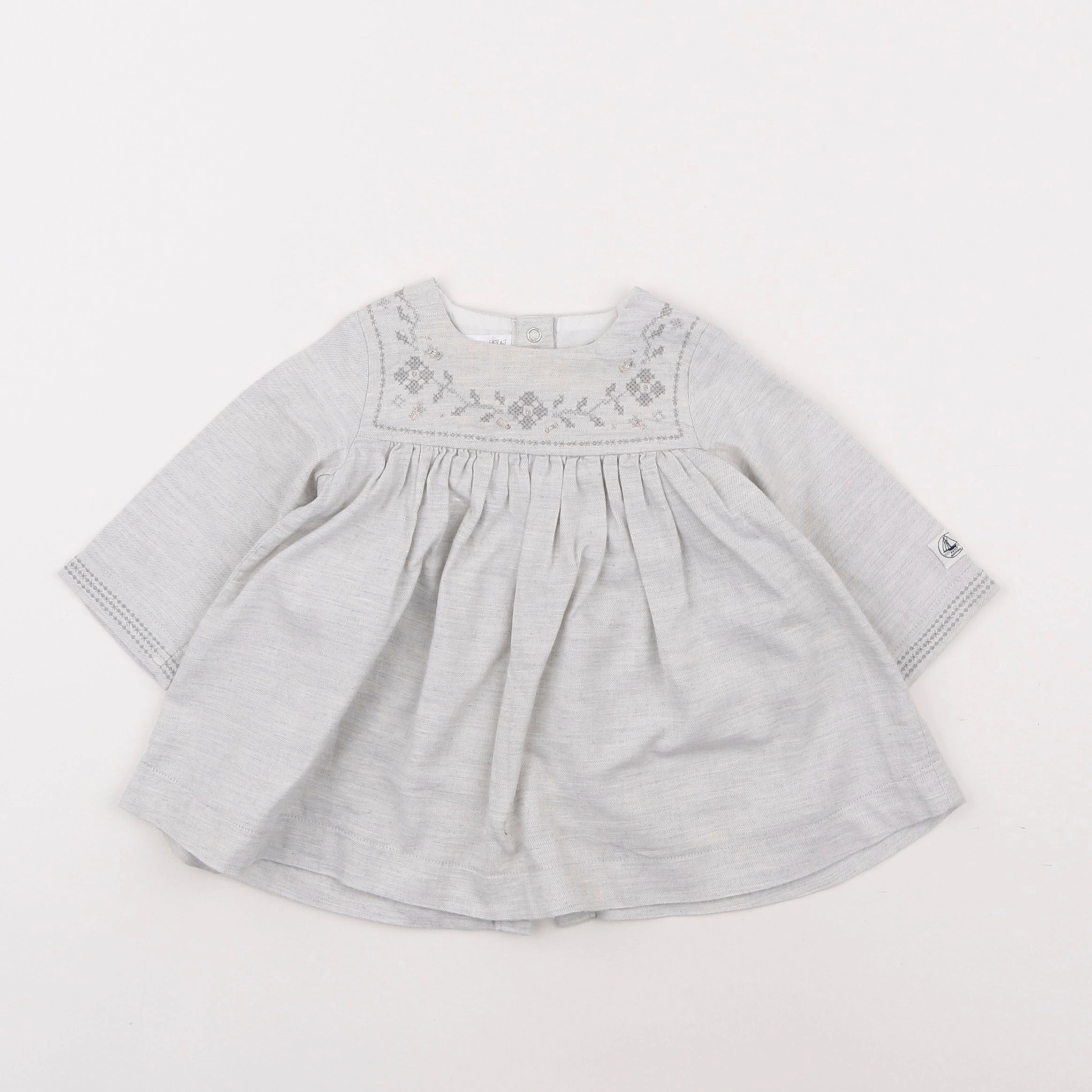 Petit Bateau - robe gris - 6 mois
