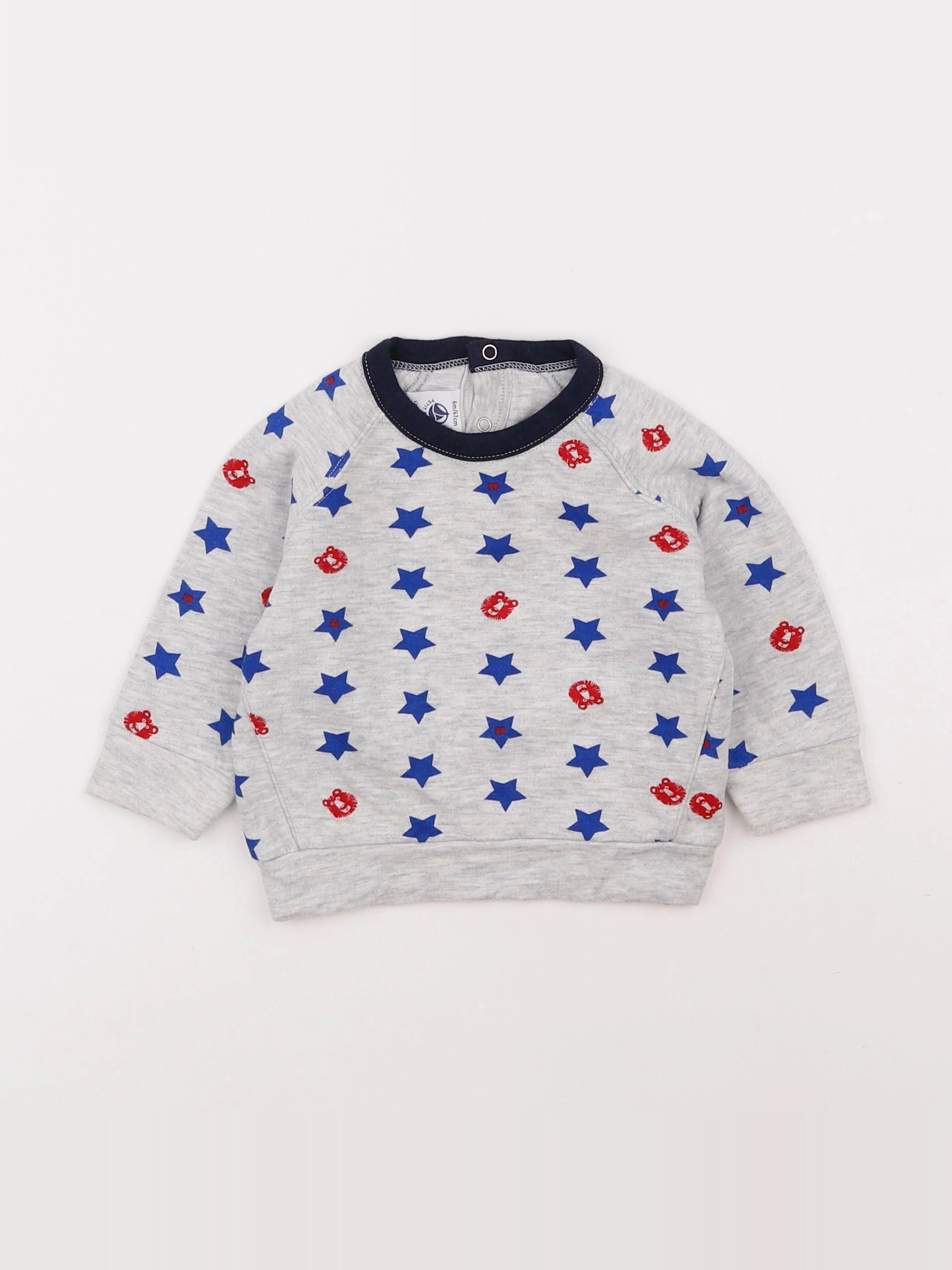 Petit Bateau - sweat gris - 6 mois