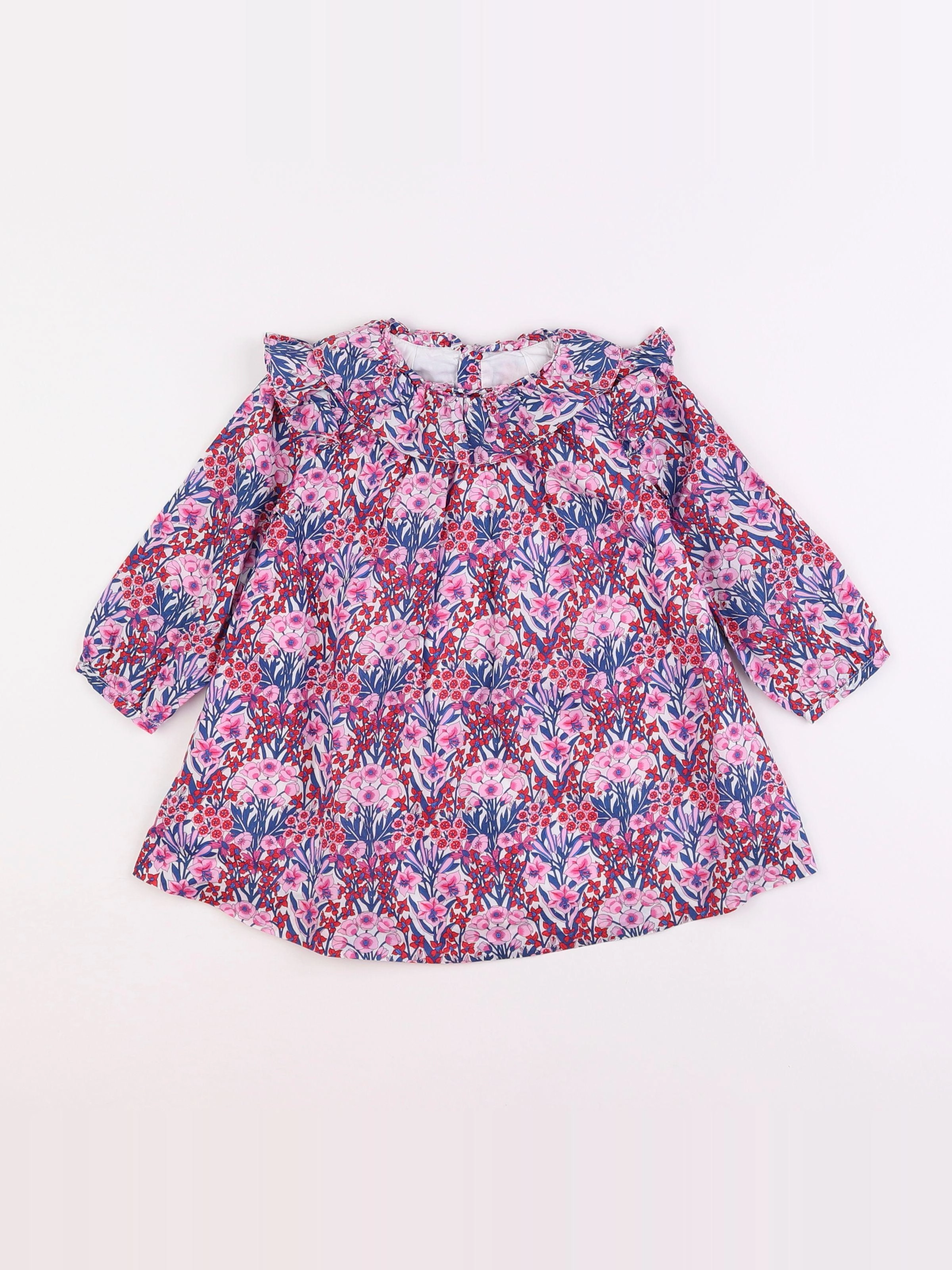 Jacadi - robe liberty rose, bleu - 18 mois