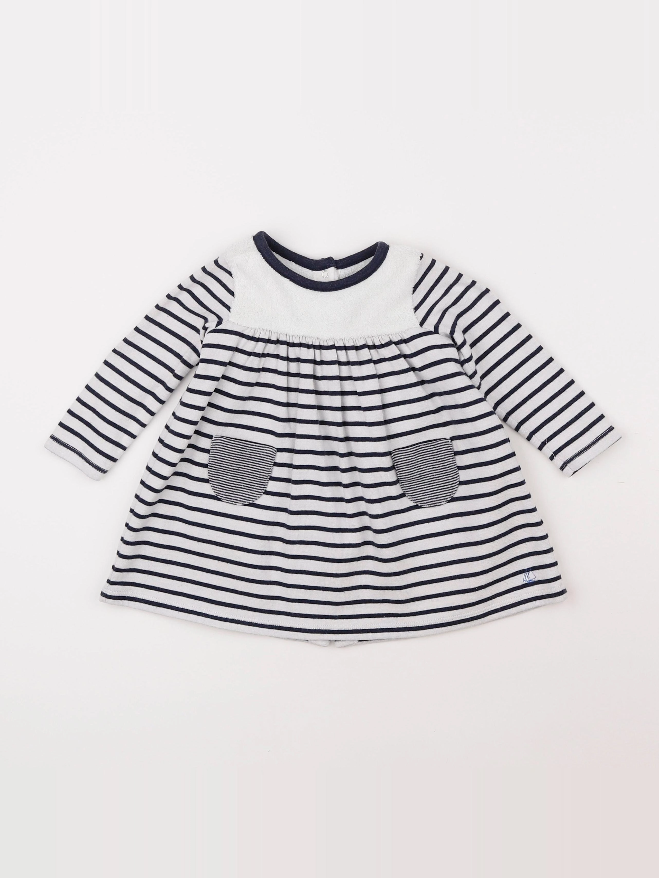 Petit Bateau - robe blanc - 12 mois