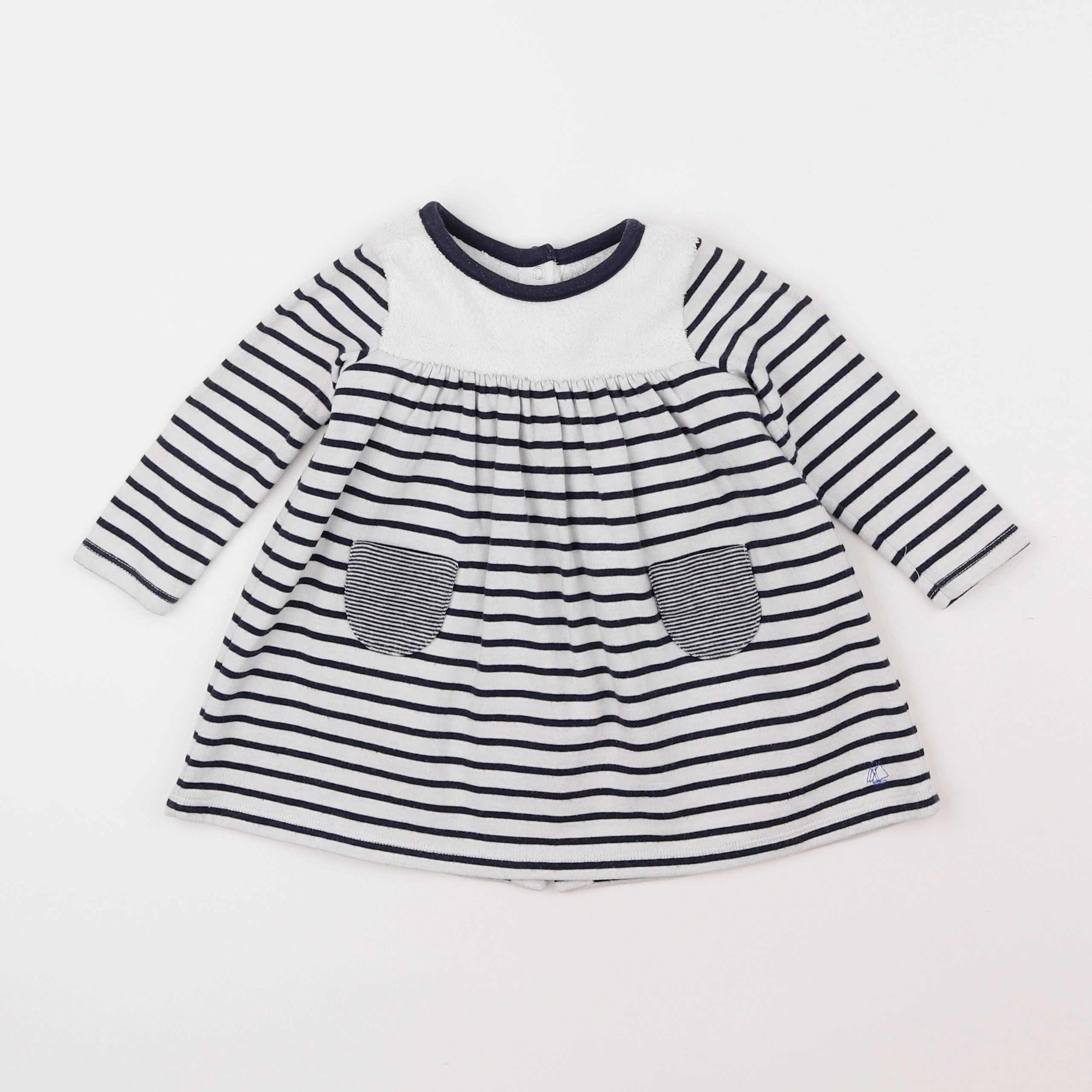 Petit Bateau - robe blanc - 12 mois