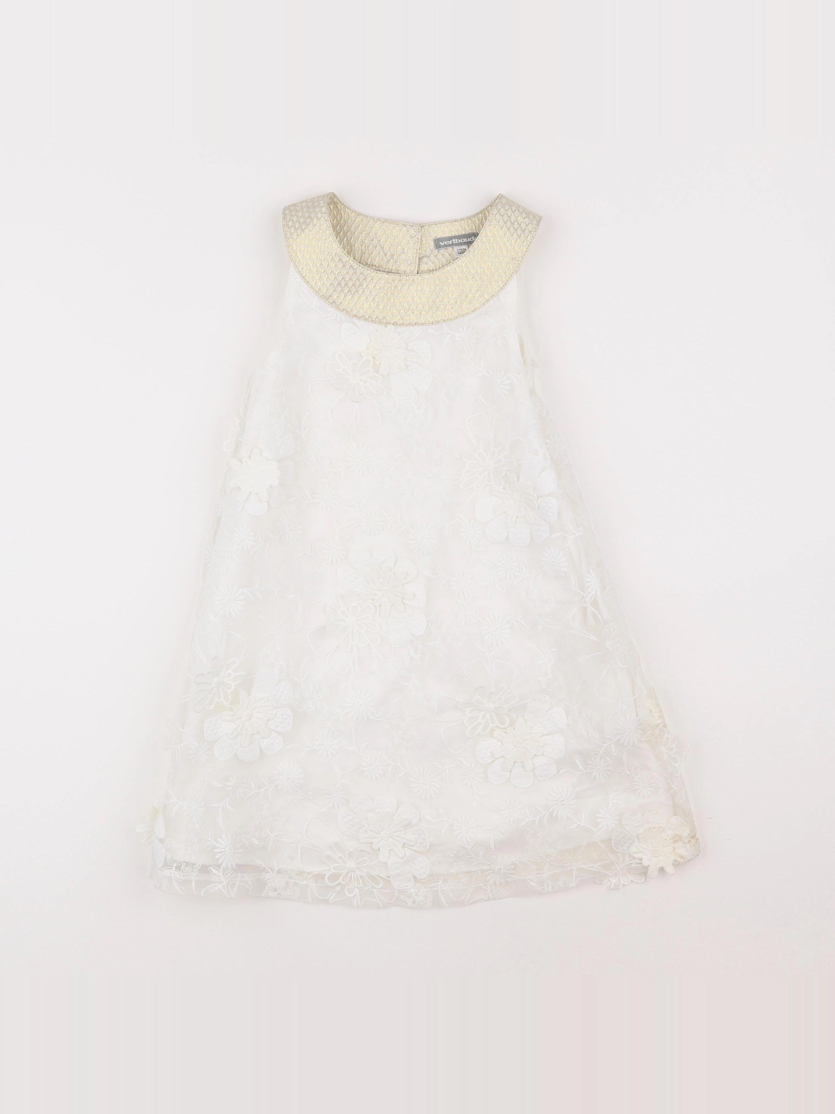 Vertbaudet - robe or, blanc - 6 ans