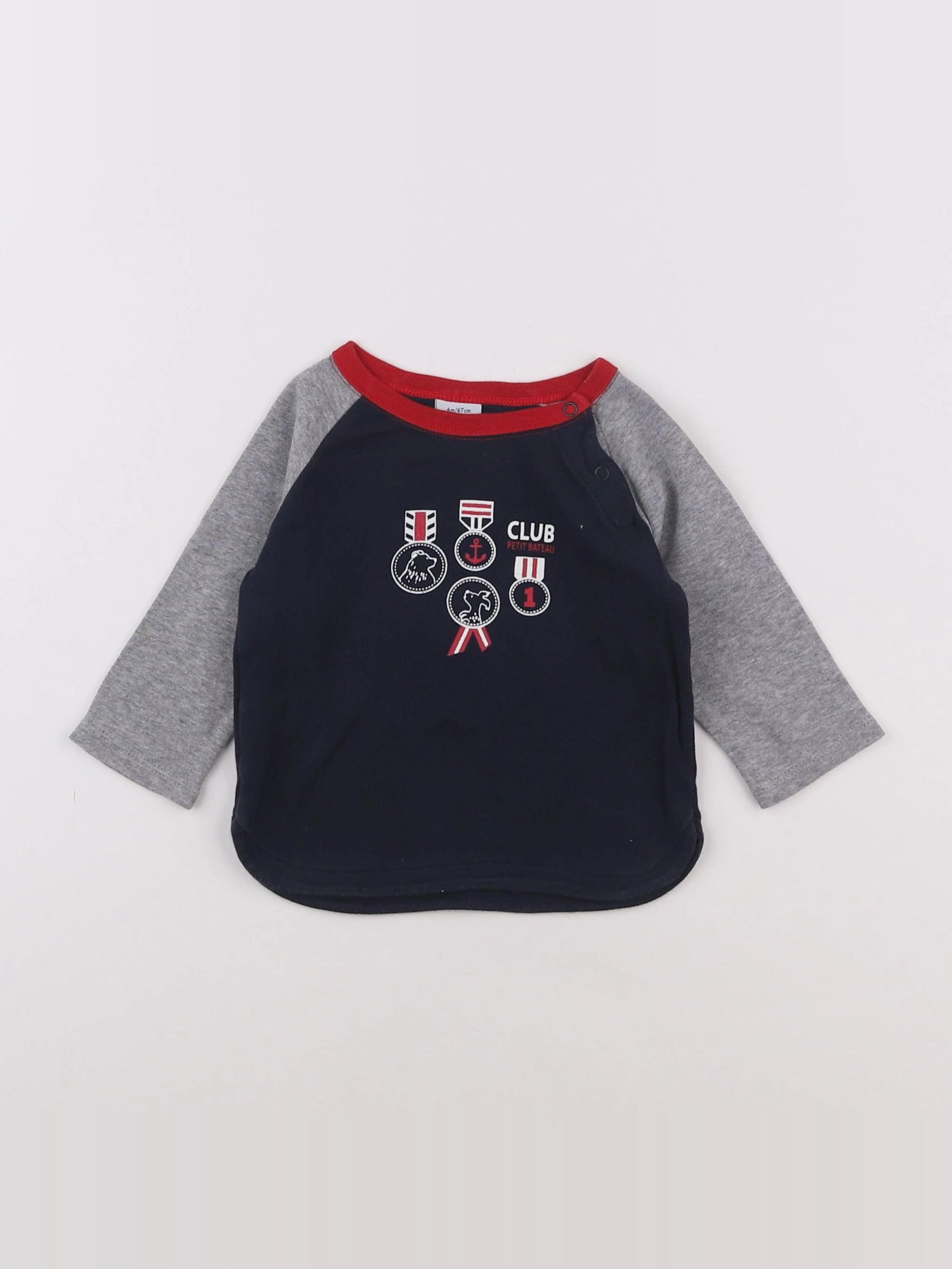 Petit Bateau - tee-shirt bleu - 6 mois