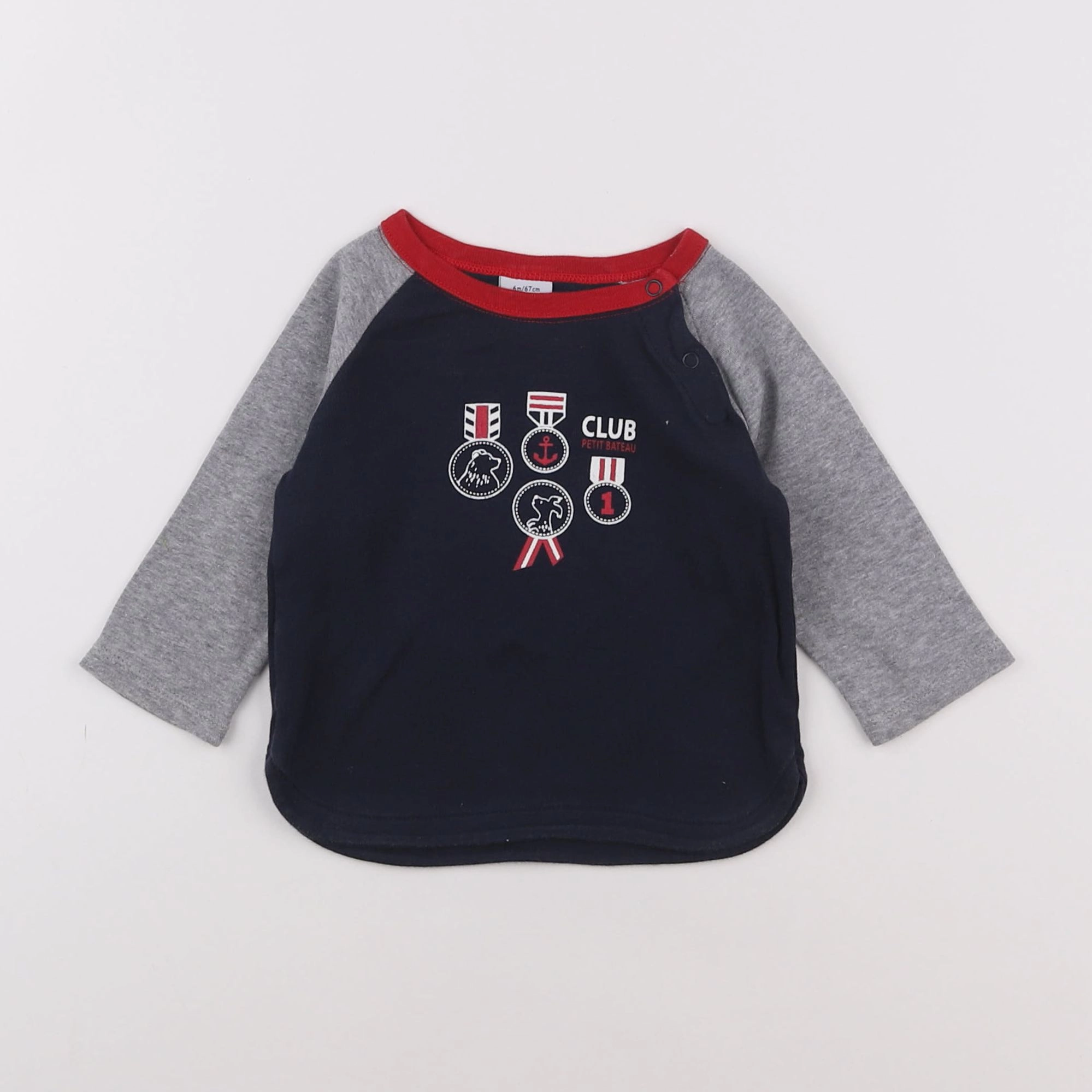 Petit Bateau - tee-shirt bleu - 6 mois