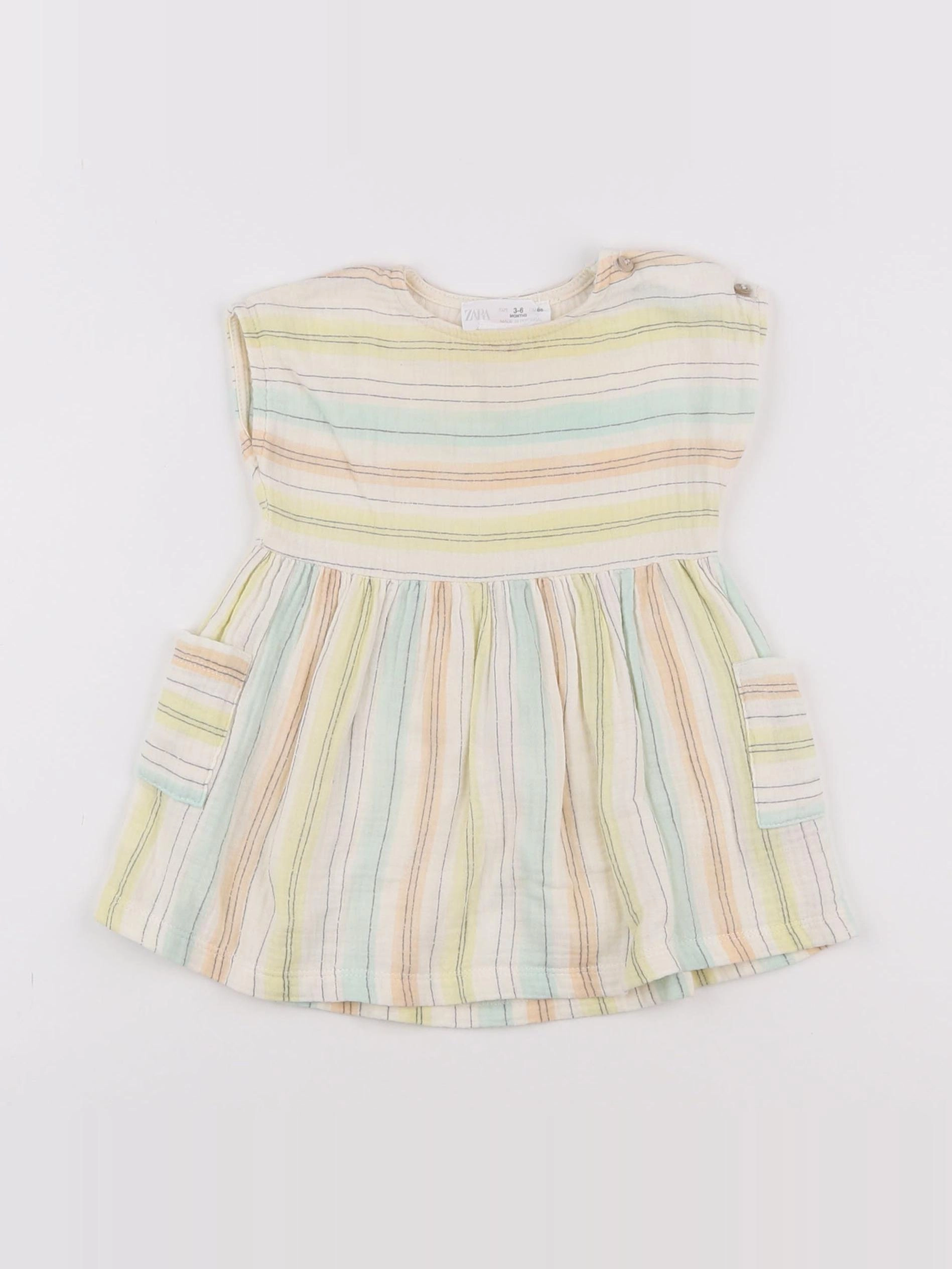 Zara - robe vert - 3/6 mois