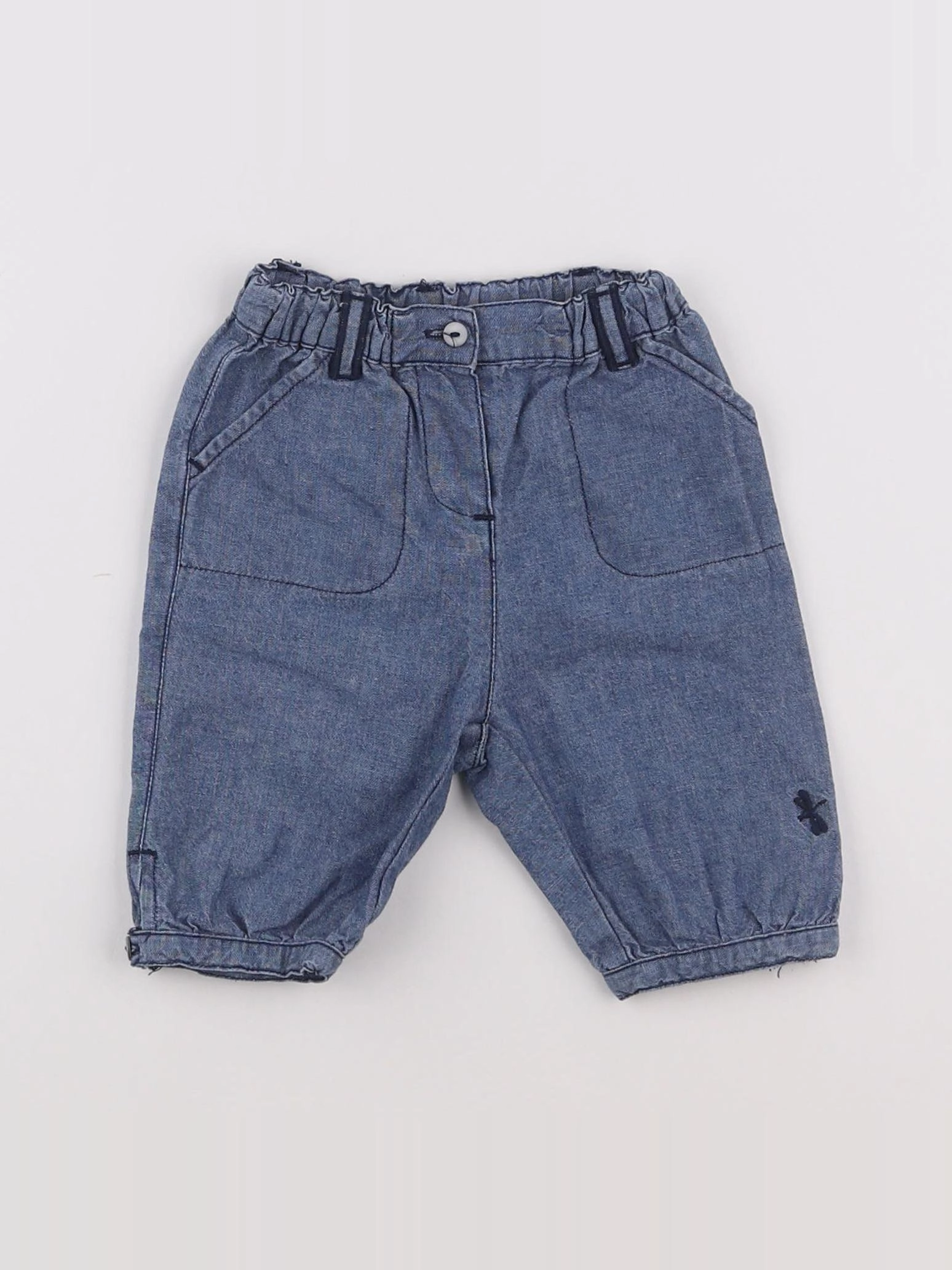 Petit Bateau - pantalon bleu - 6 mois