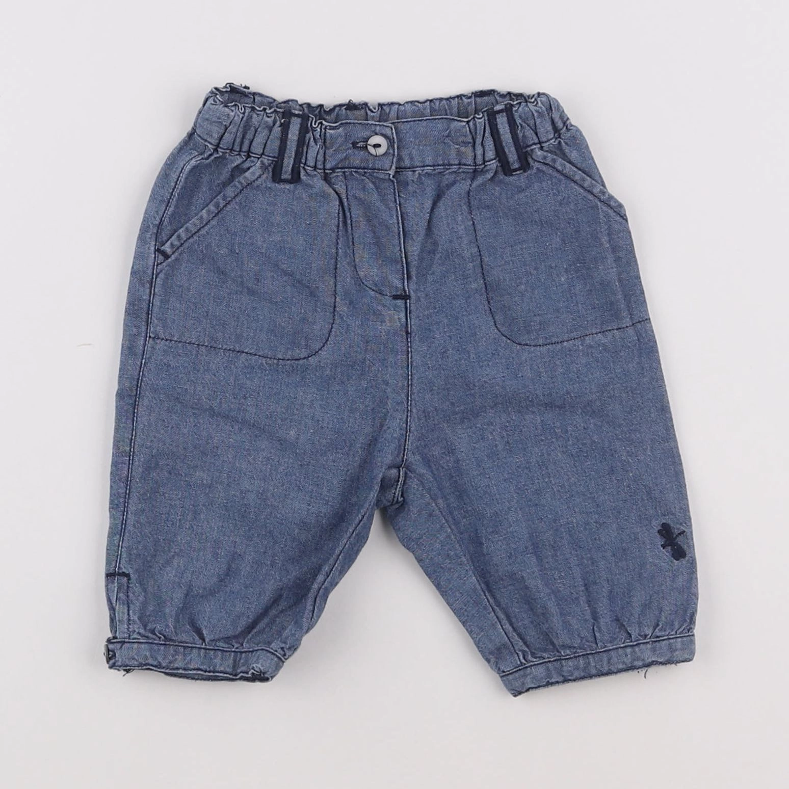 Petit Bateau - pantalon bleu - 6 mois