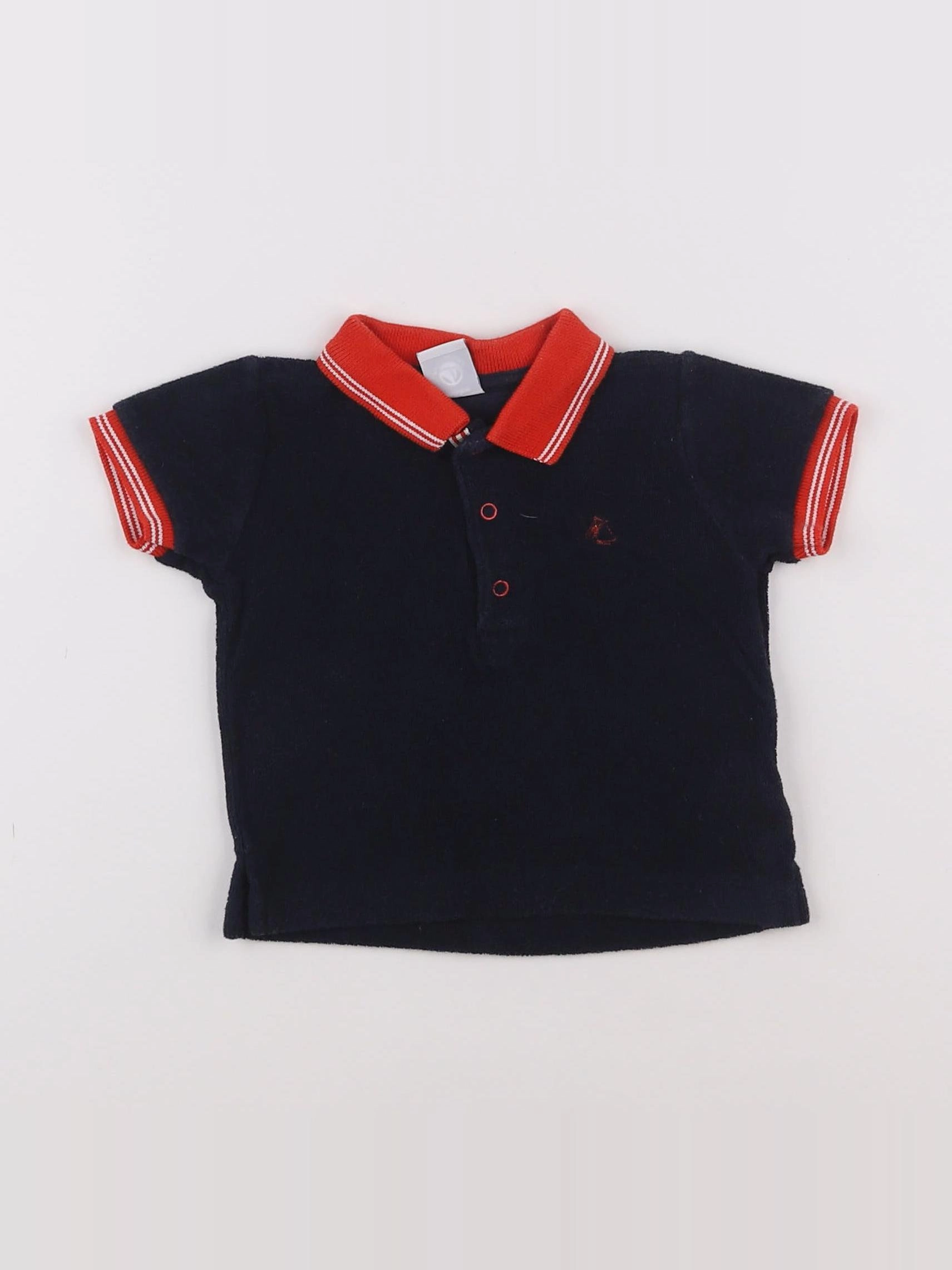 Petit Bateau - polo bleu - 6 mois