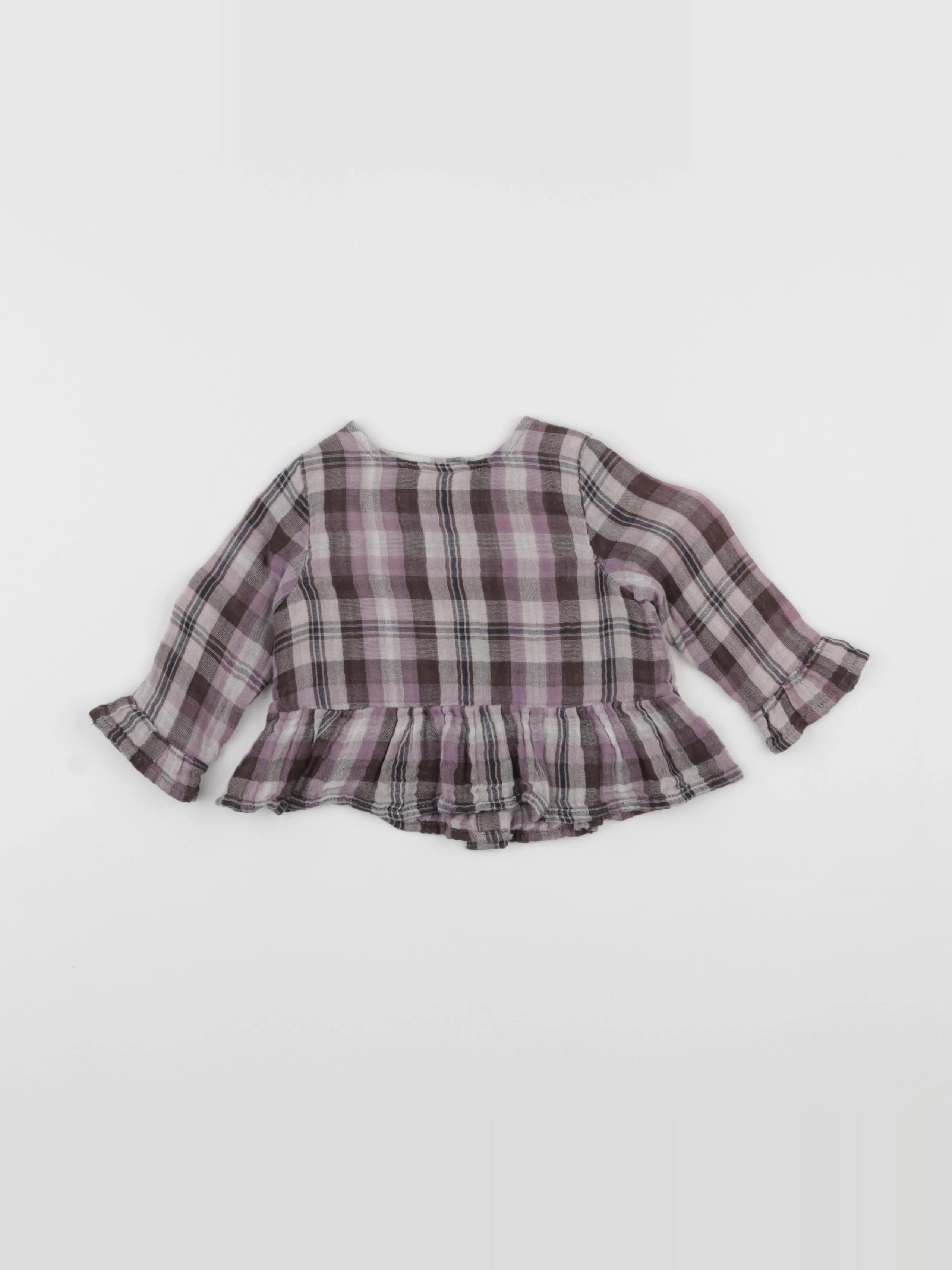 Boutchou - blouse gris, violet - 6 mois