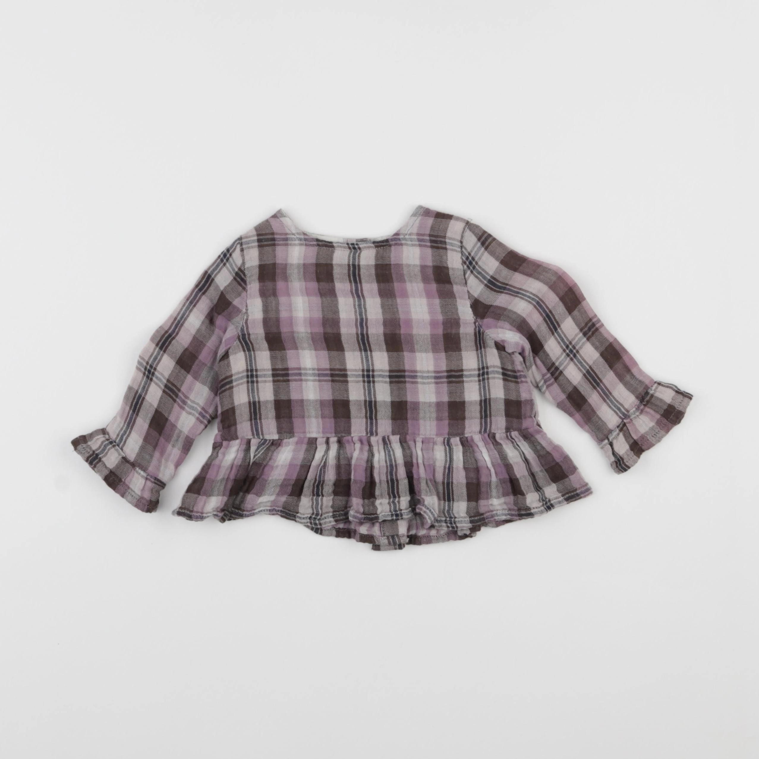 Boutchou - blouse gris, violet - 6 mois