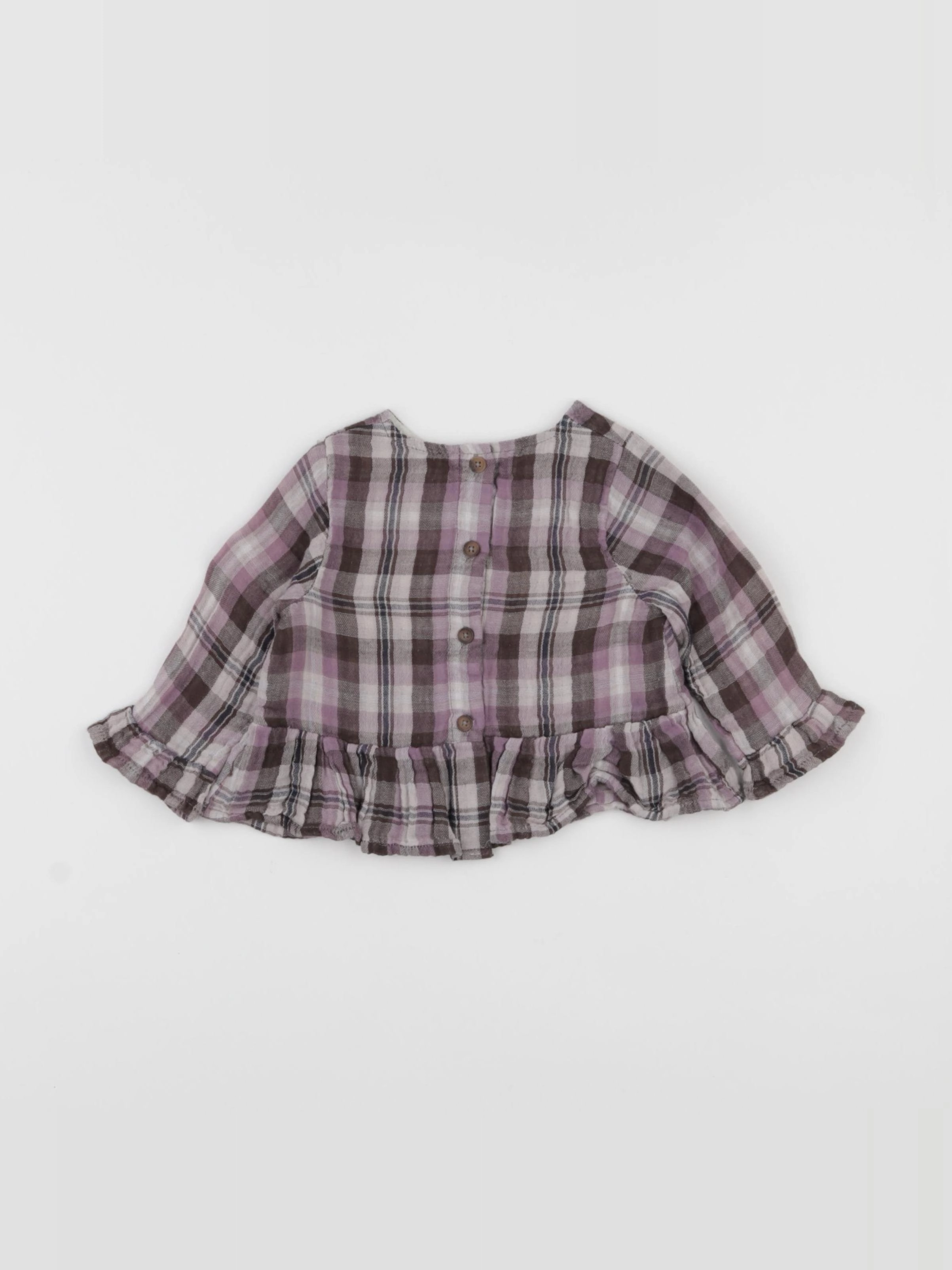 Boutchou - blouse gris, violet - 6 mois