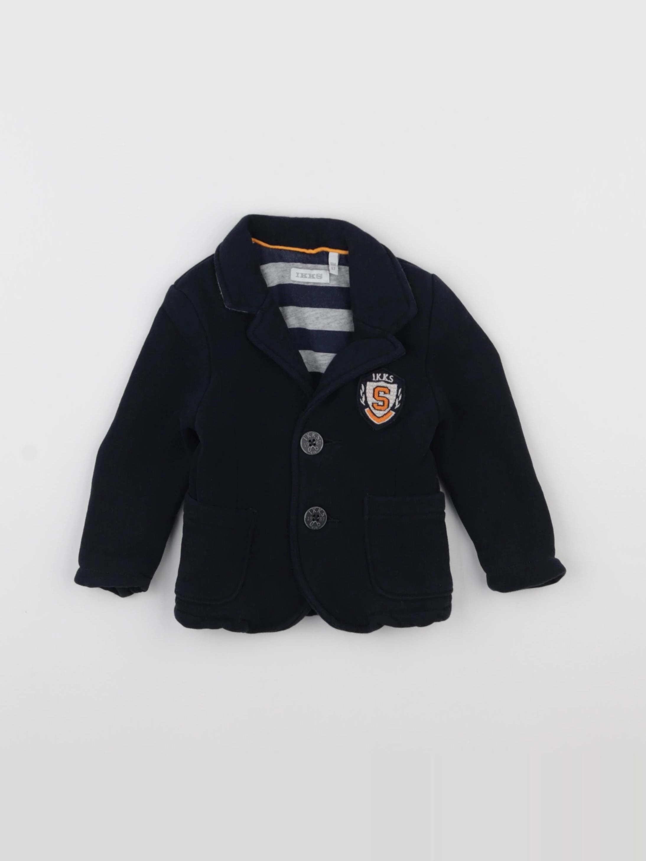IKKS - veste imprimé au dos, doublé bleu - 6 mois