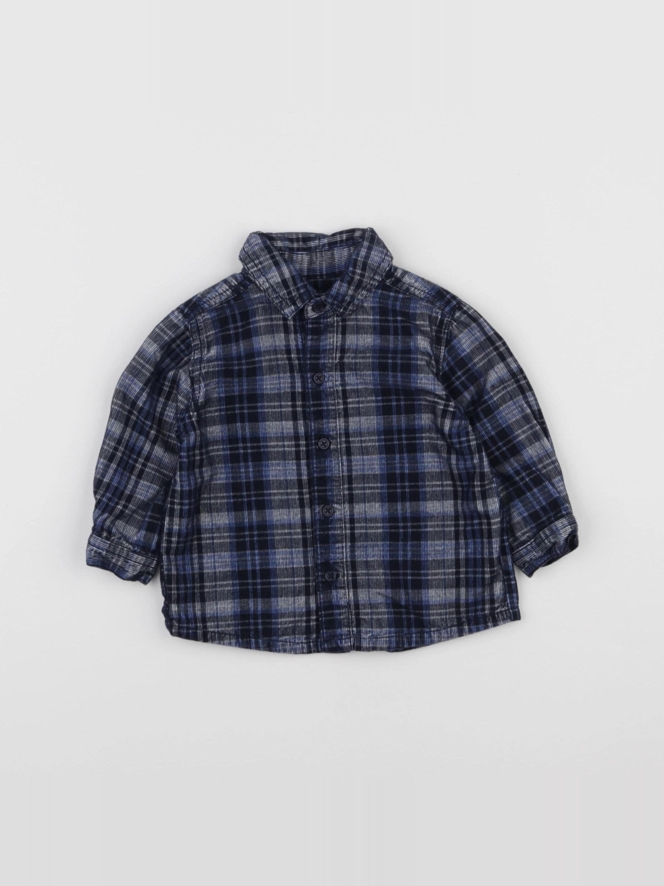 Boutchou - chemise bleu, noir - 6 mois