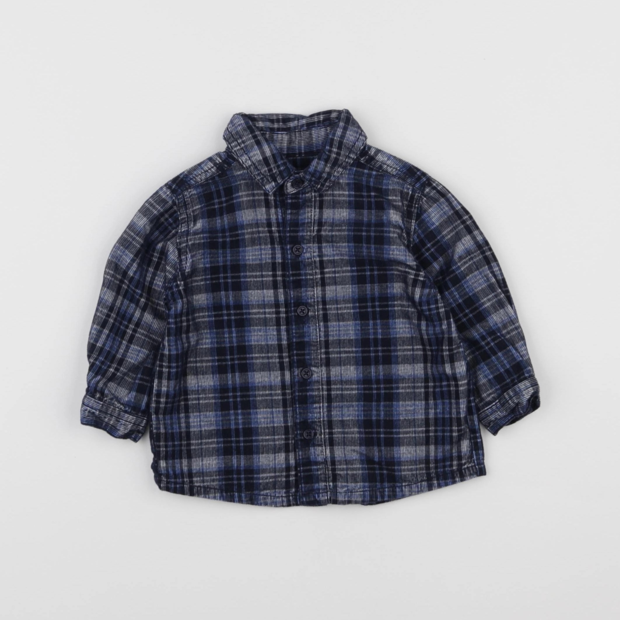 Boutchou - chemise bleu, noir - 6 mois