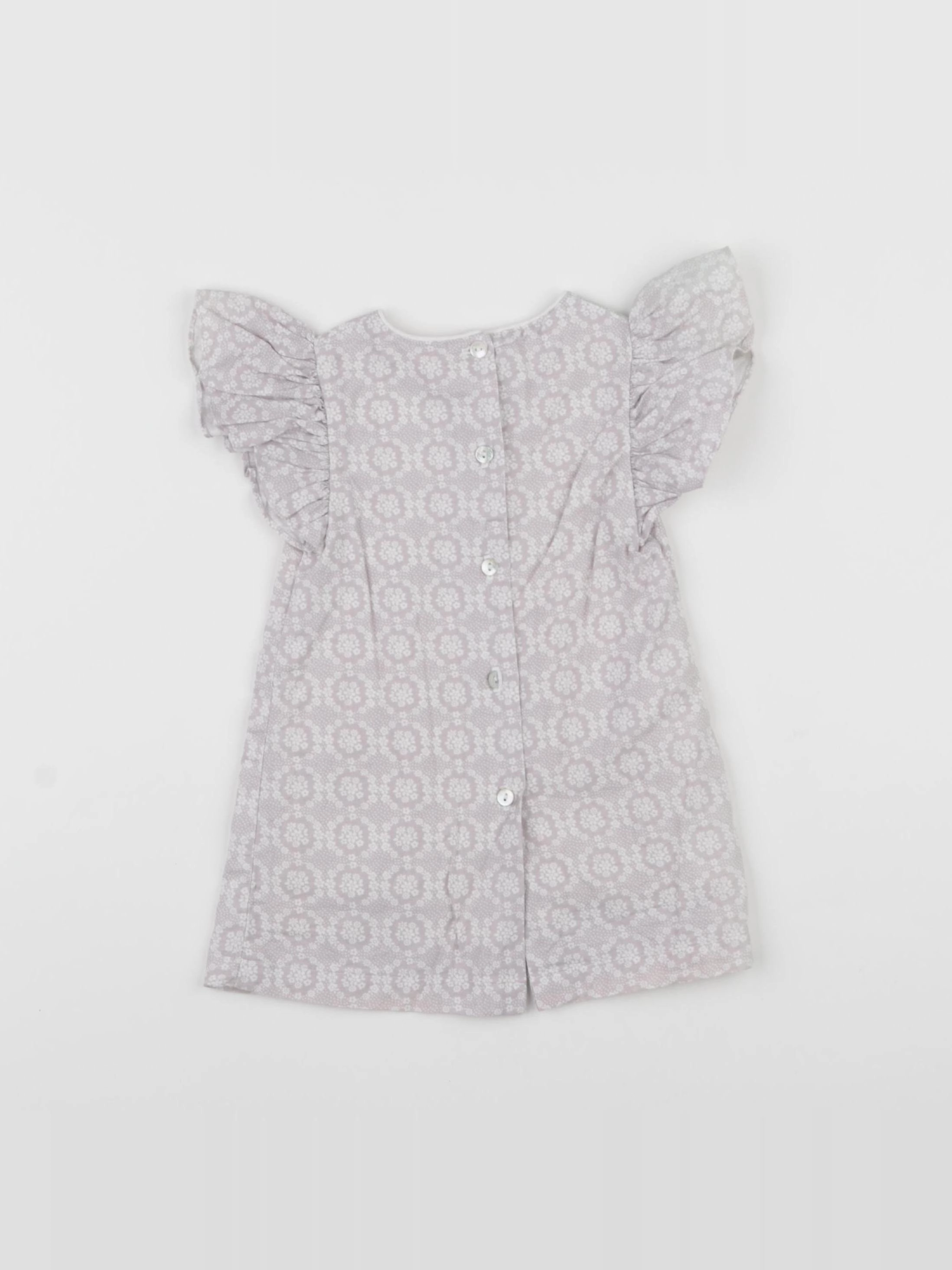 Rose et théo - robe blanc, gris - 6 mois