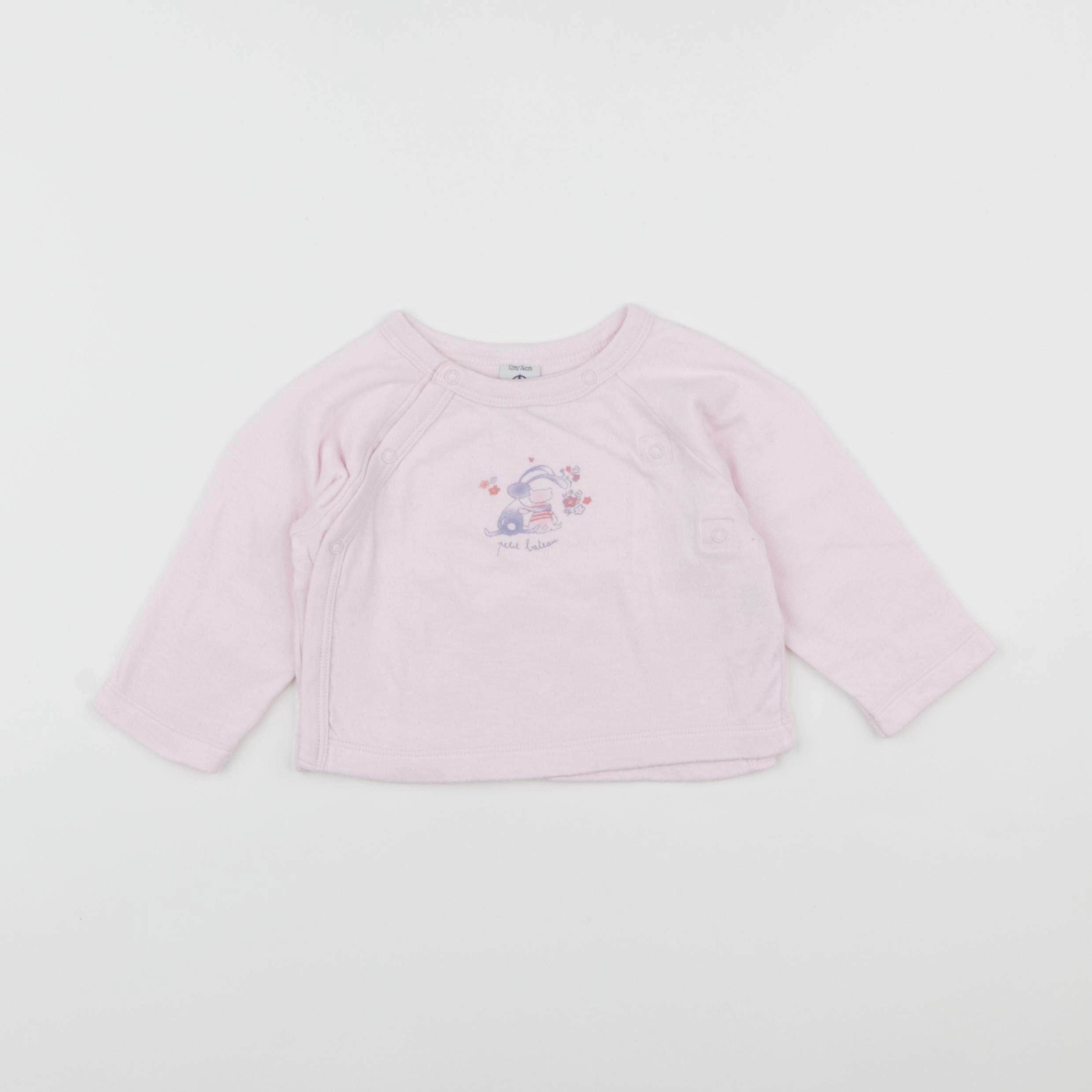 Petit Bateau - tee-shirt rose - 12 mois
