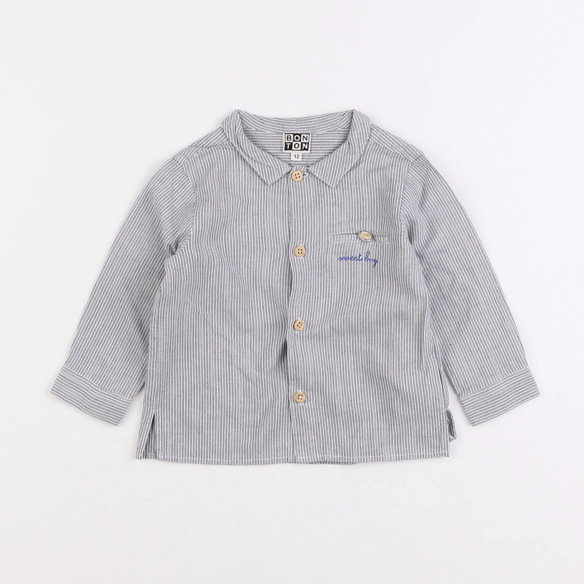 Bonton - chemise gris - 12 mois