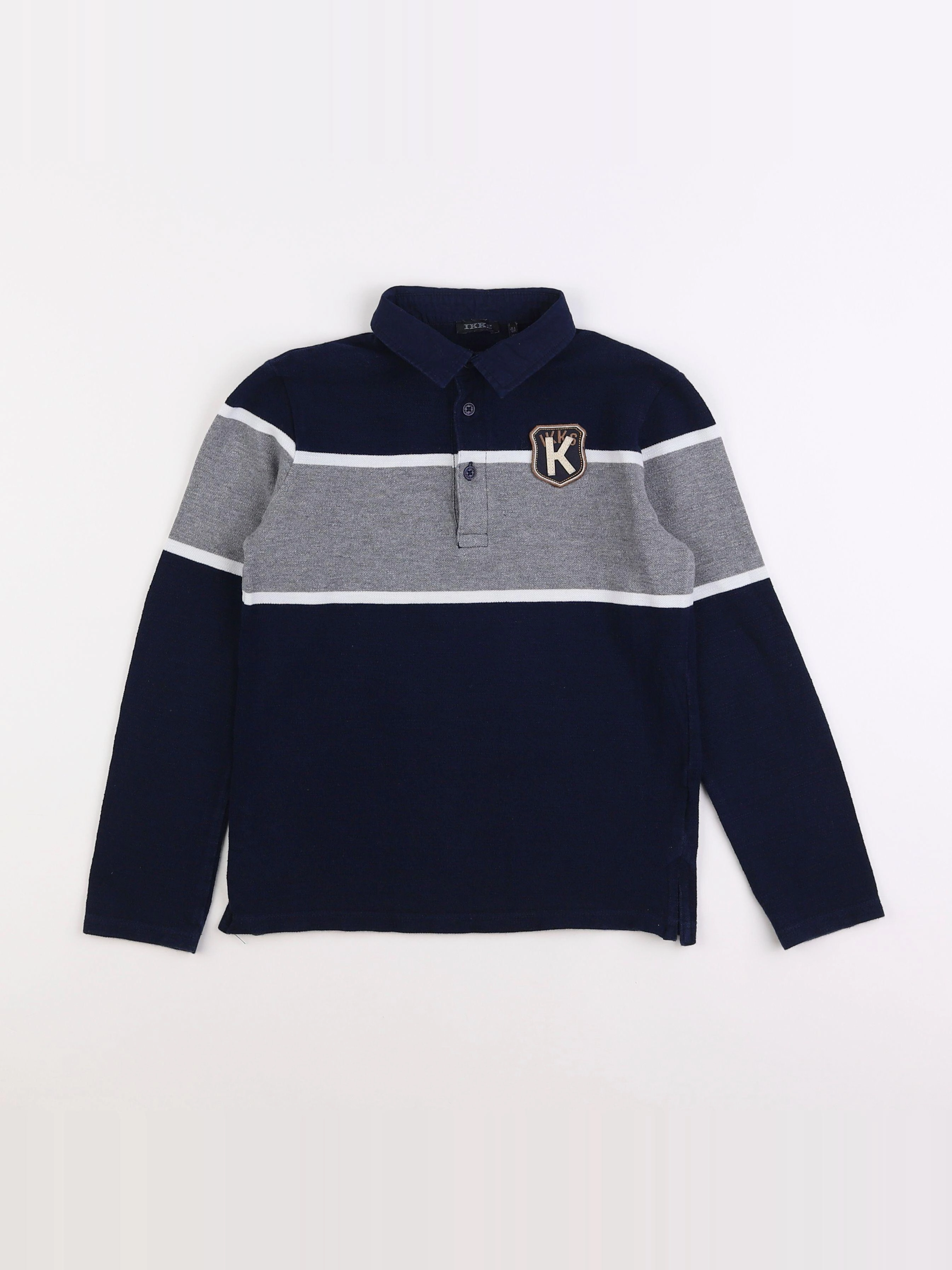 IKKS - polo bleu, gris - 8 ans