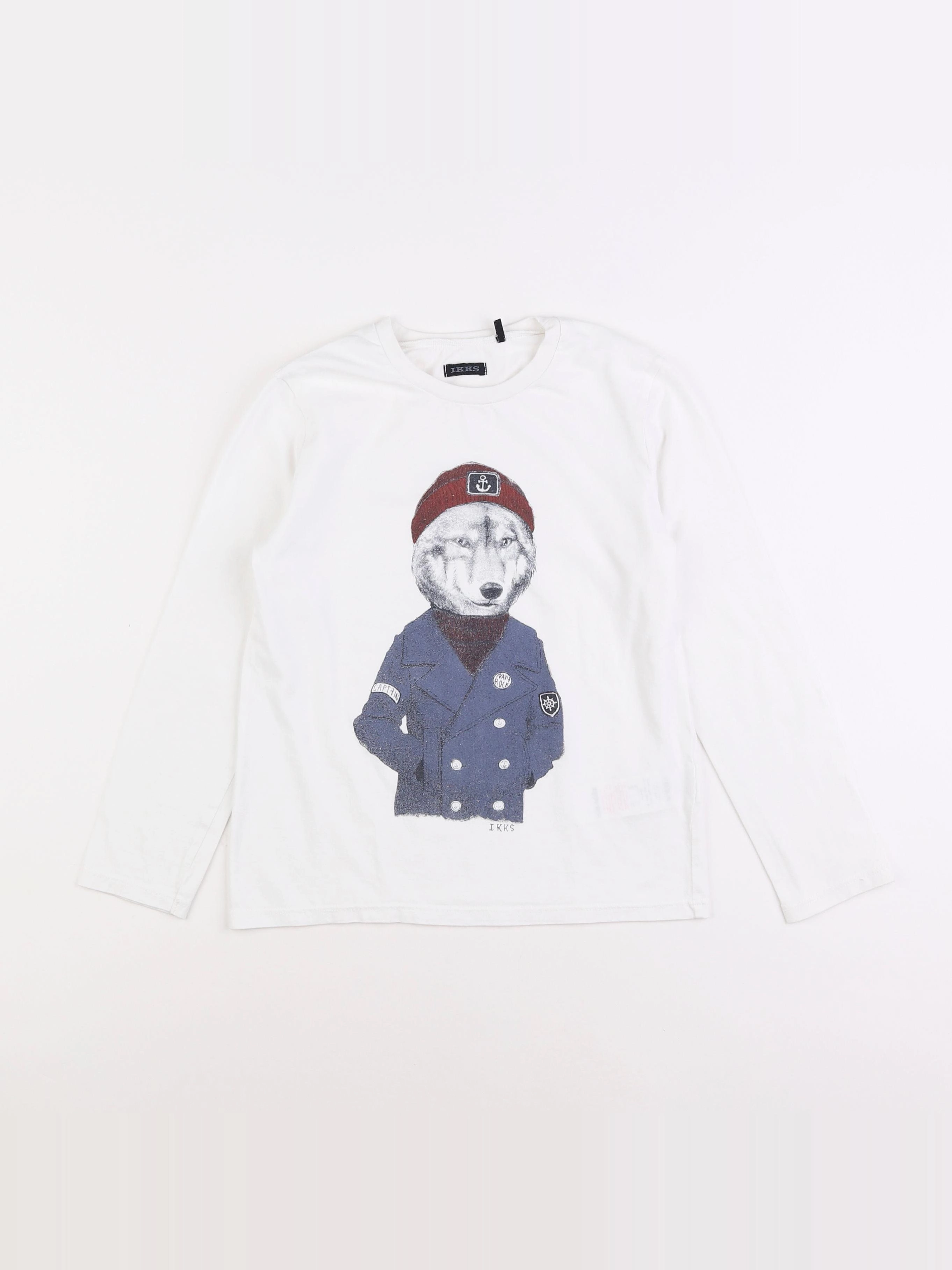 IKKS - tee-shirt blanc, bleu - 8 ans