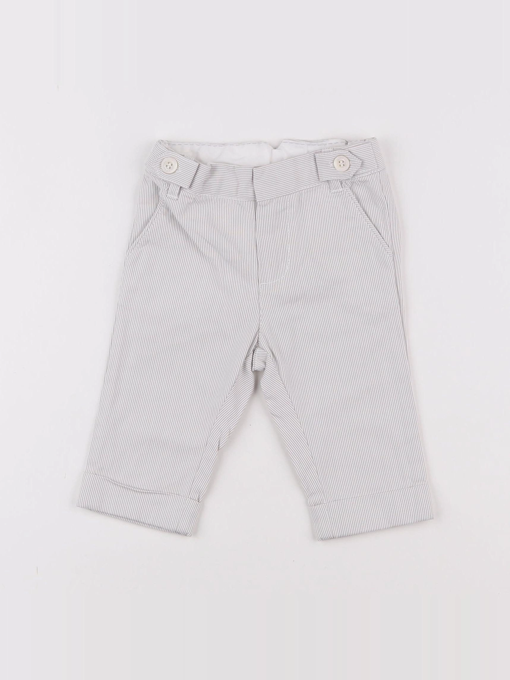 Jacadi - pantalon blanc, gris - 6 mois