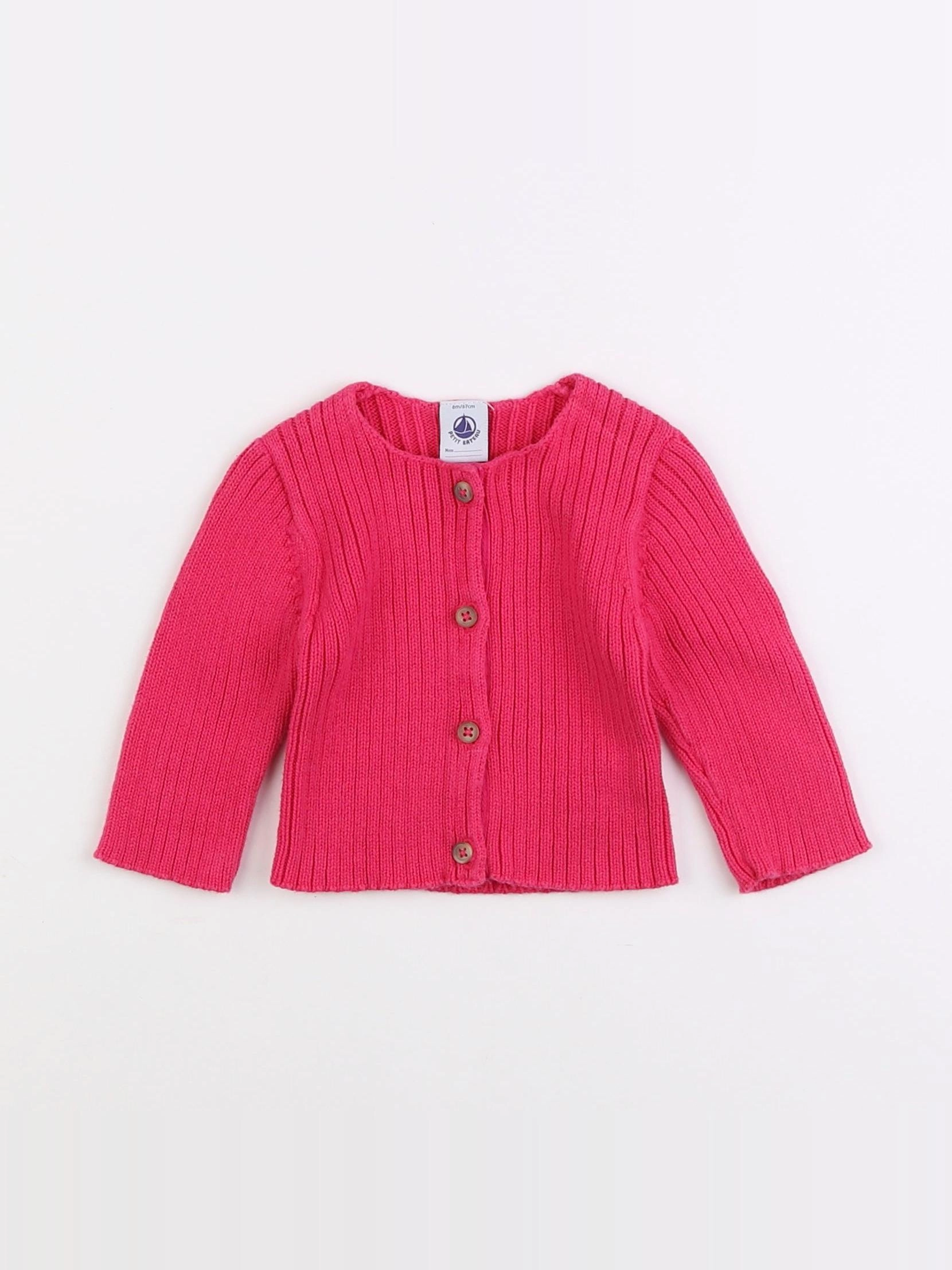 Petit Bateau - gilet rose - 6 mois