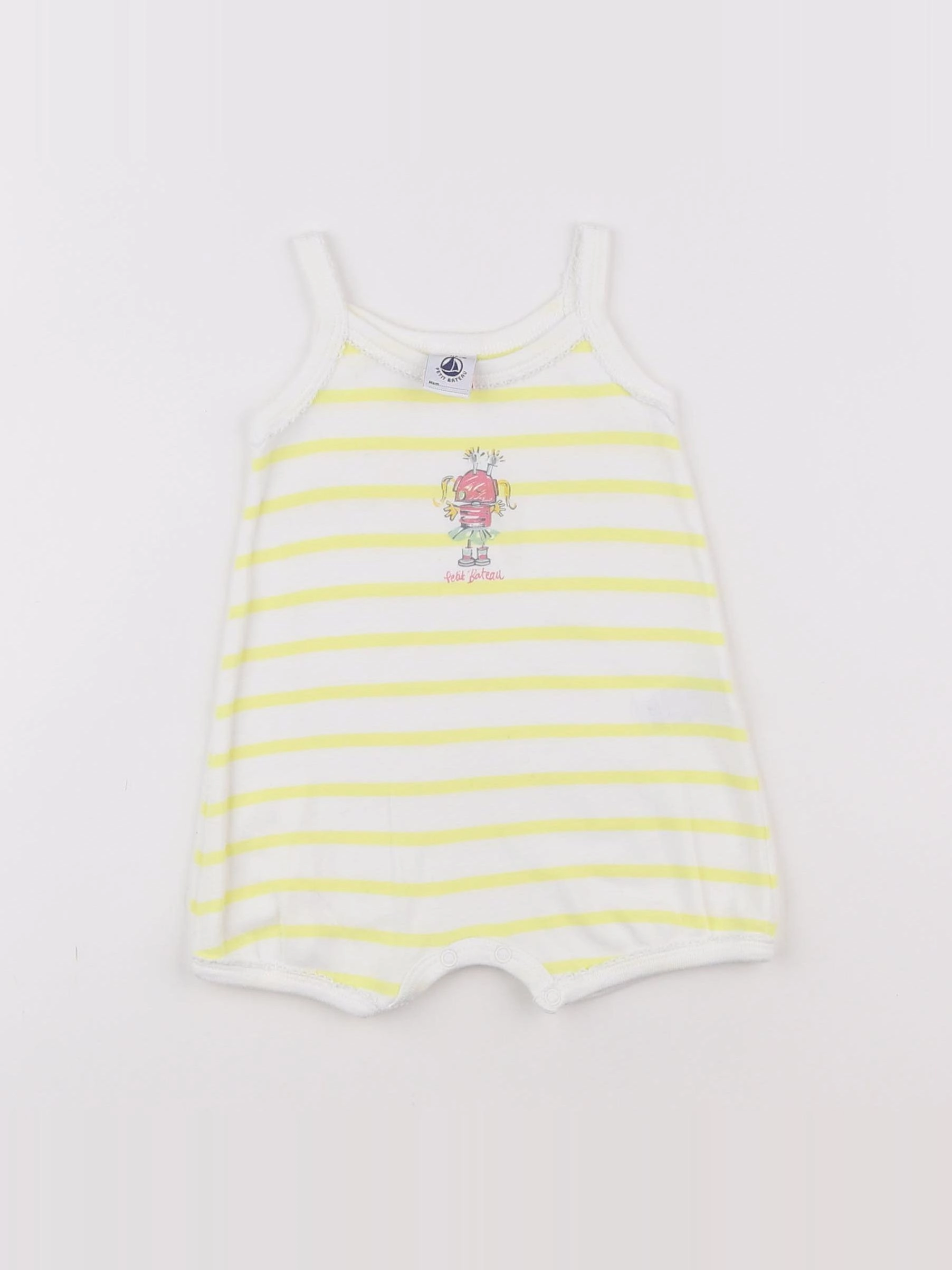 Petit Bateau - combinaison blanc, jaune - 3 mois