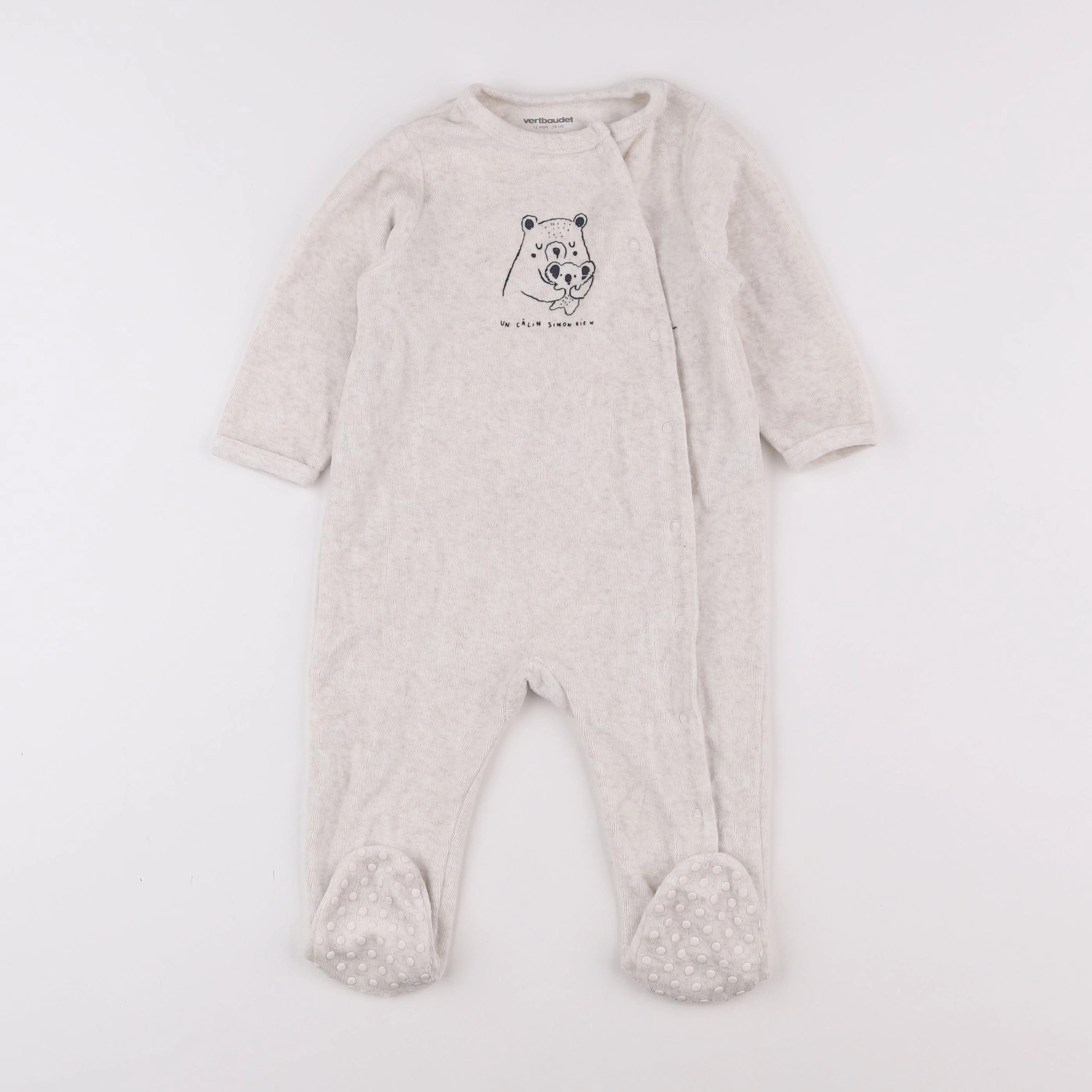 Vertbaudet - pyjama velours beige - 12 mois