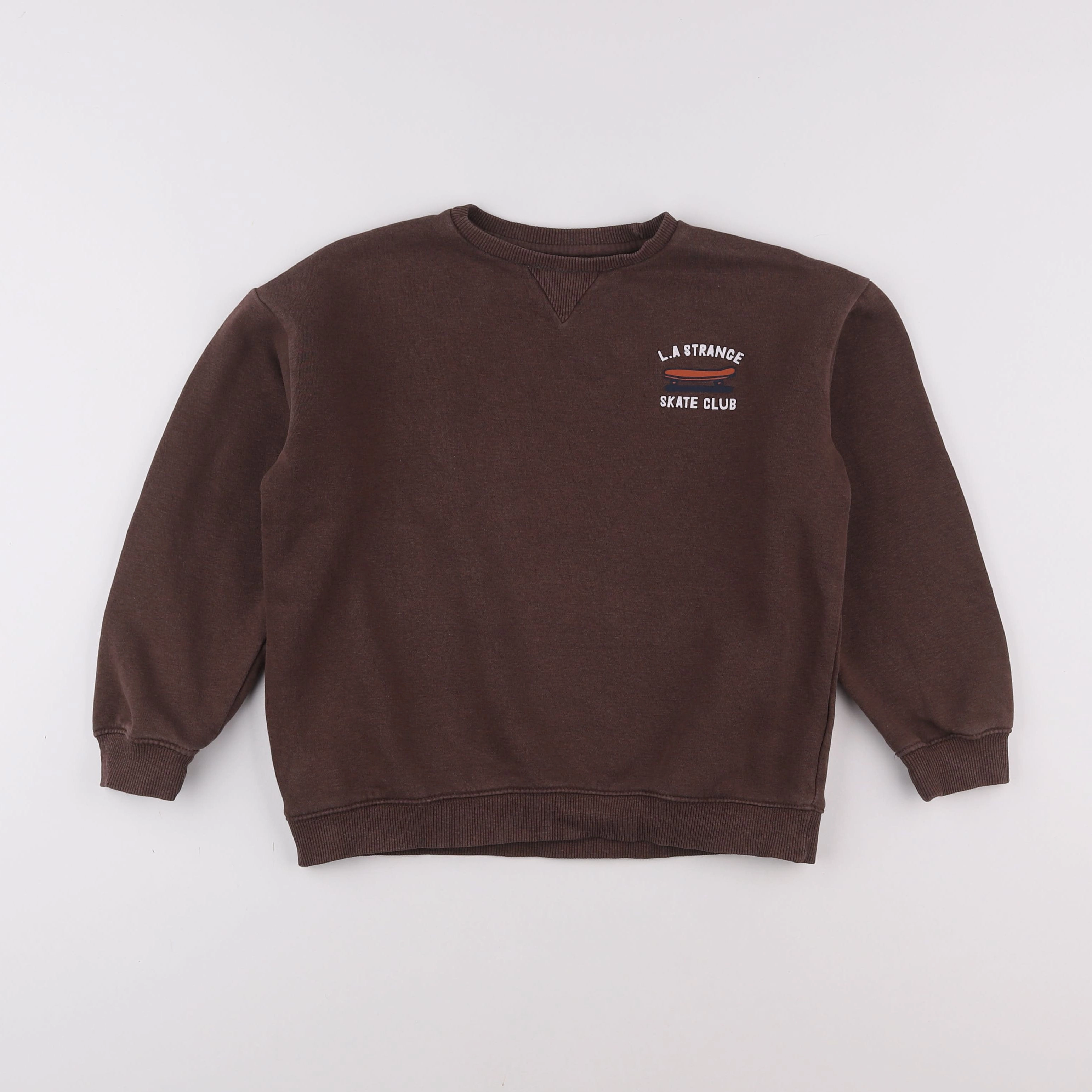 Vertbaudet - sweat imprimé au dos marron - 8 ans