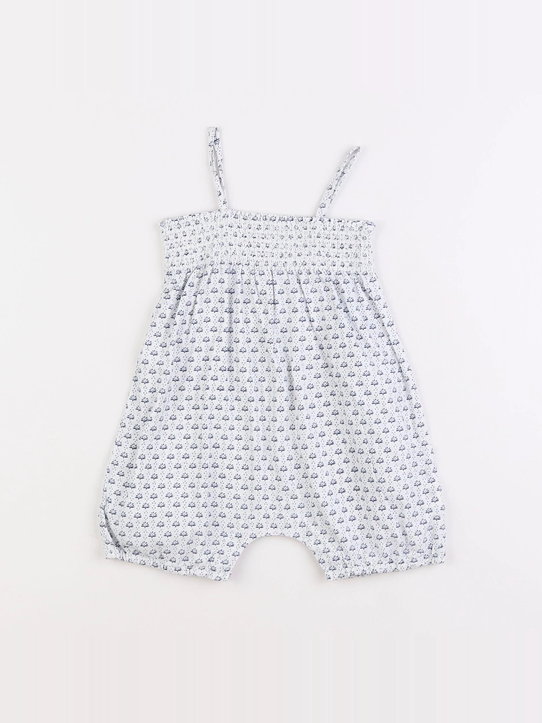 Boutchou - combinaison blanc, bleu - 6 mois