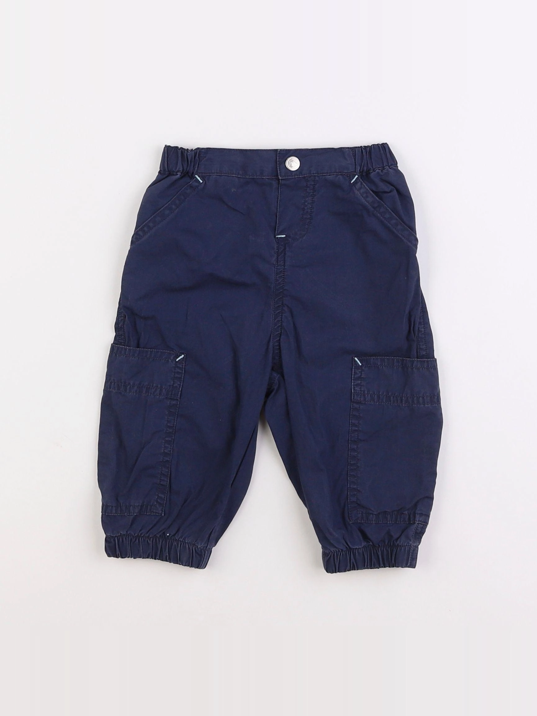 Petit Bateau - pantalon bleu - 6 mois