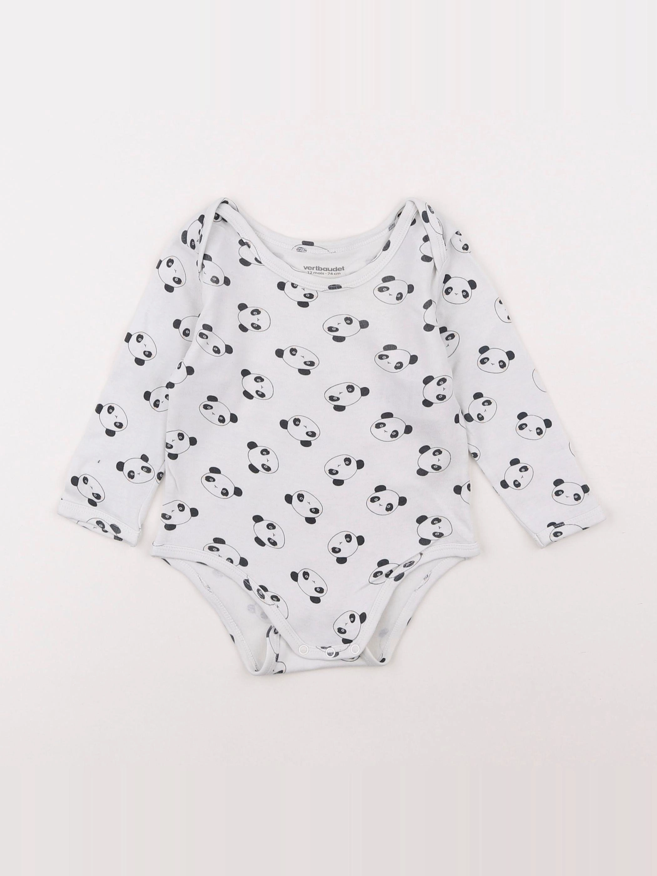 Vertbaudet - body blanc, noir - 12 mois