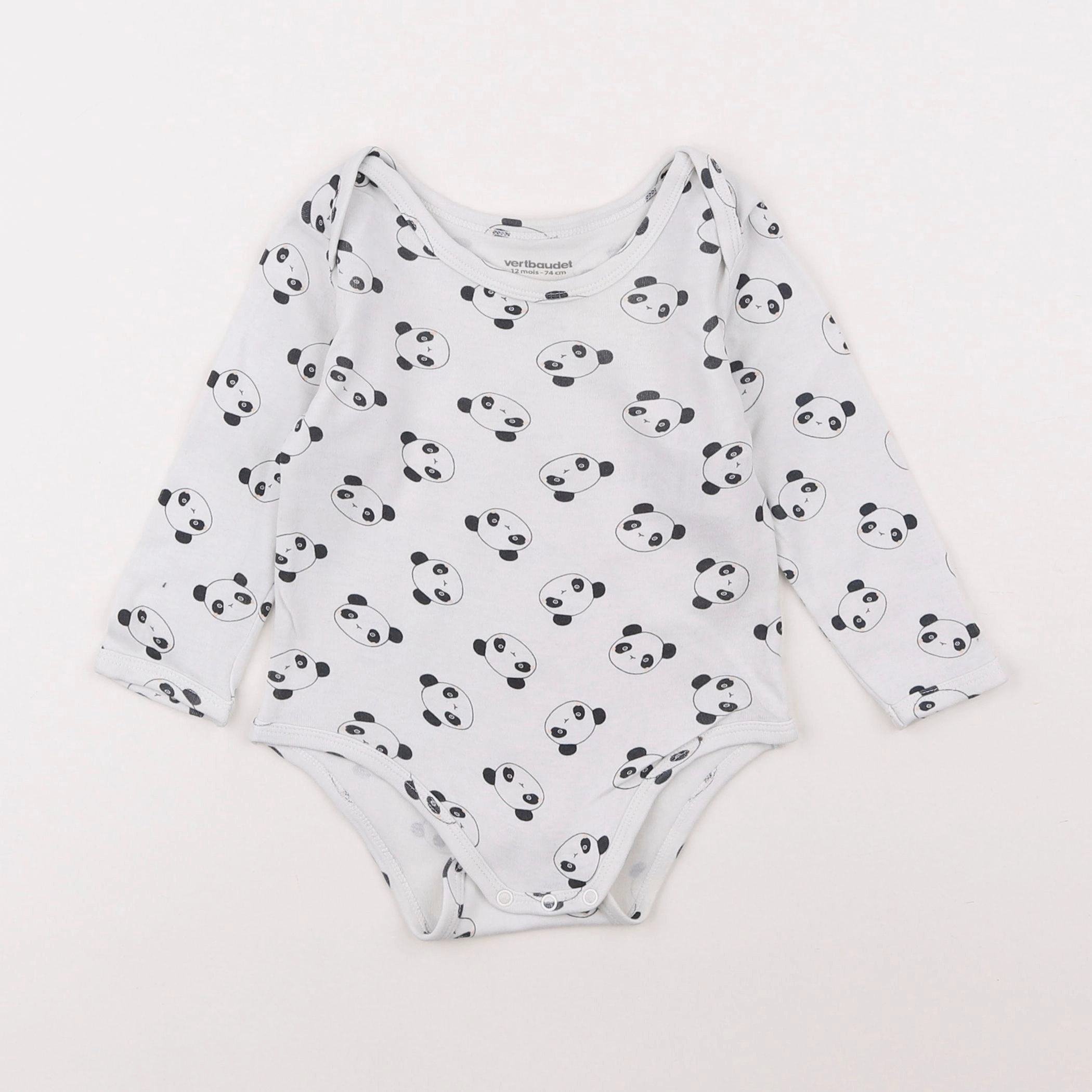 Vertbaudet - body blanc, noir - 12 mois