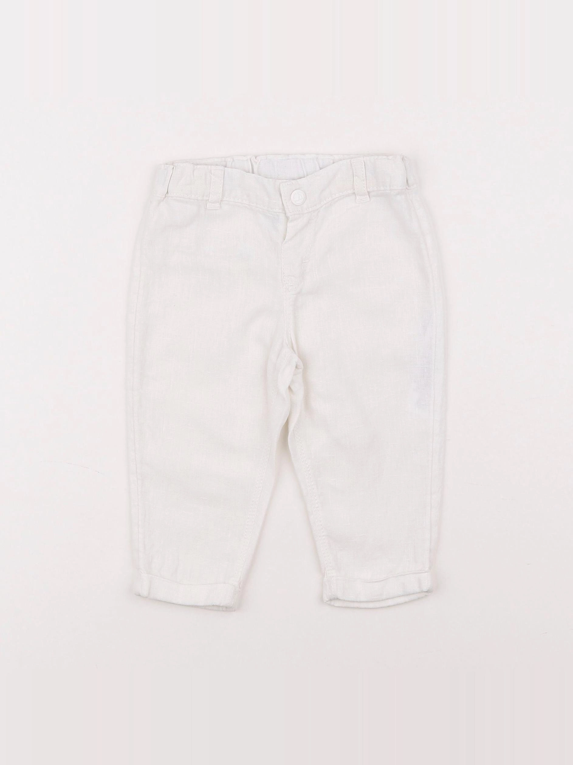 Petit Bateau - pantalon blanc - 12 mois