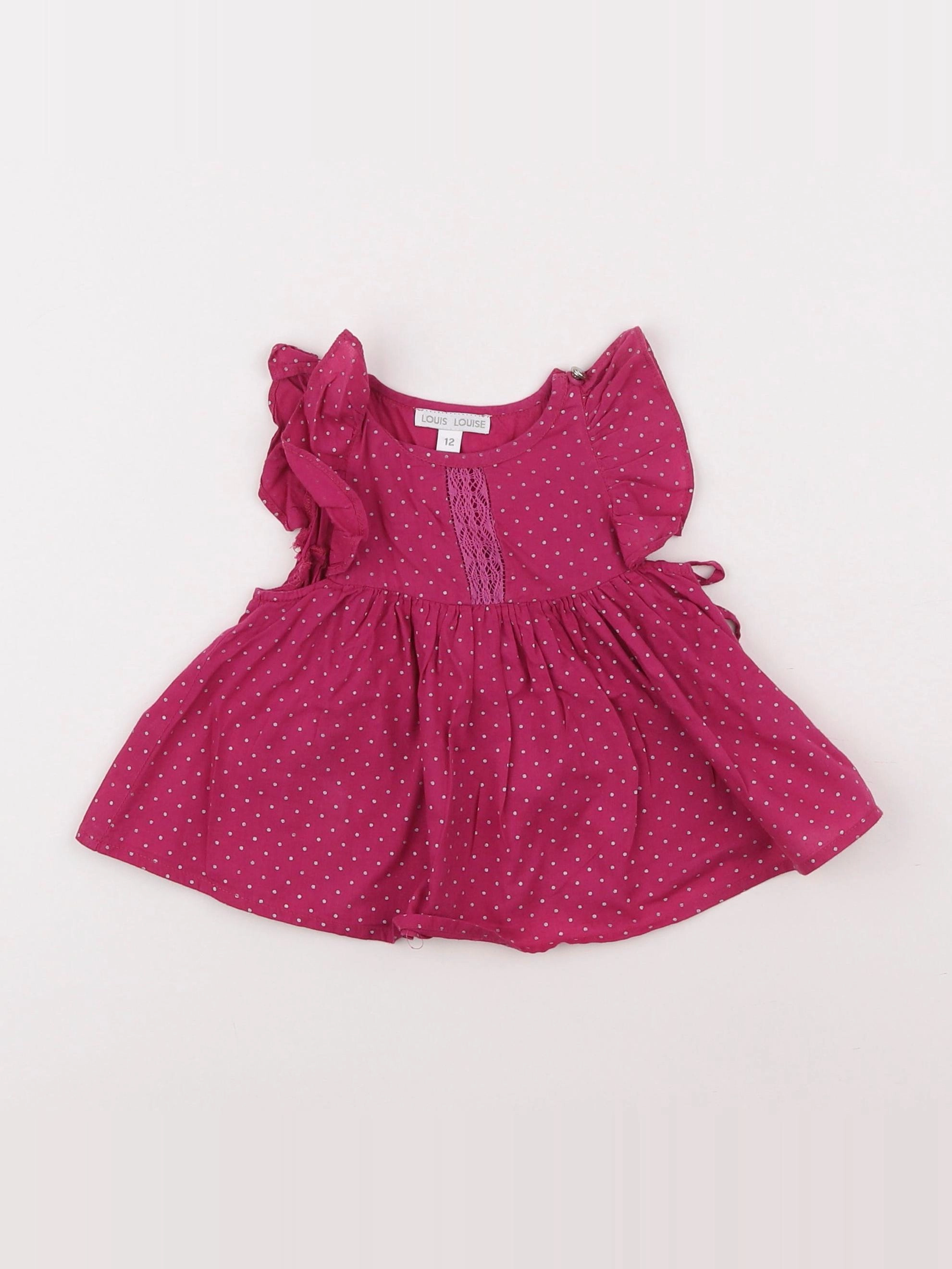 Louis Louise - blouse rose, argent - 12 mois