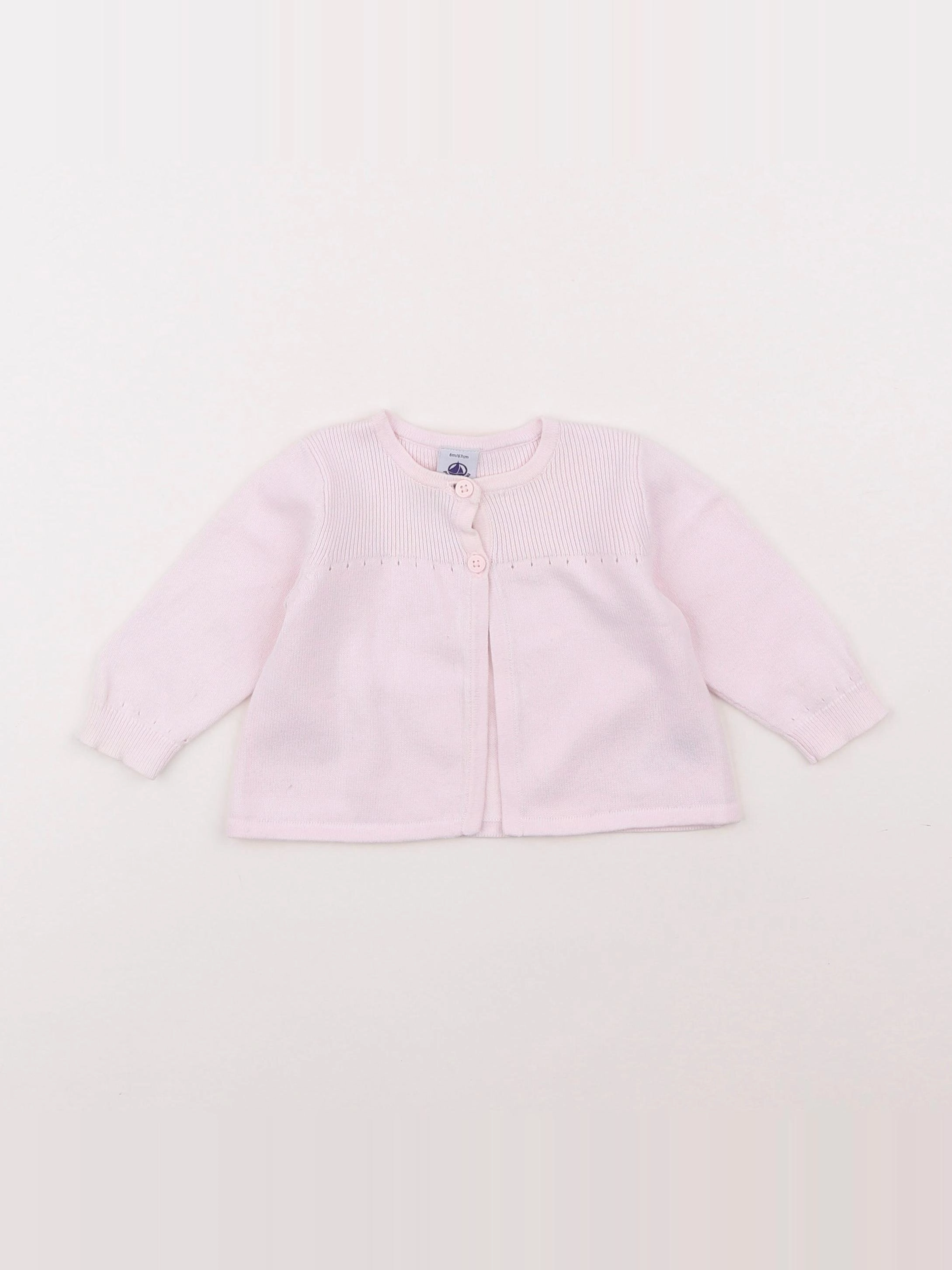 Petit Bateau - gilet rose - 6 mois
