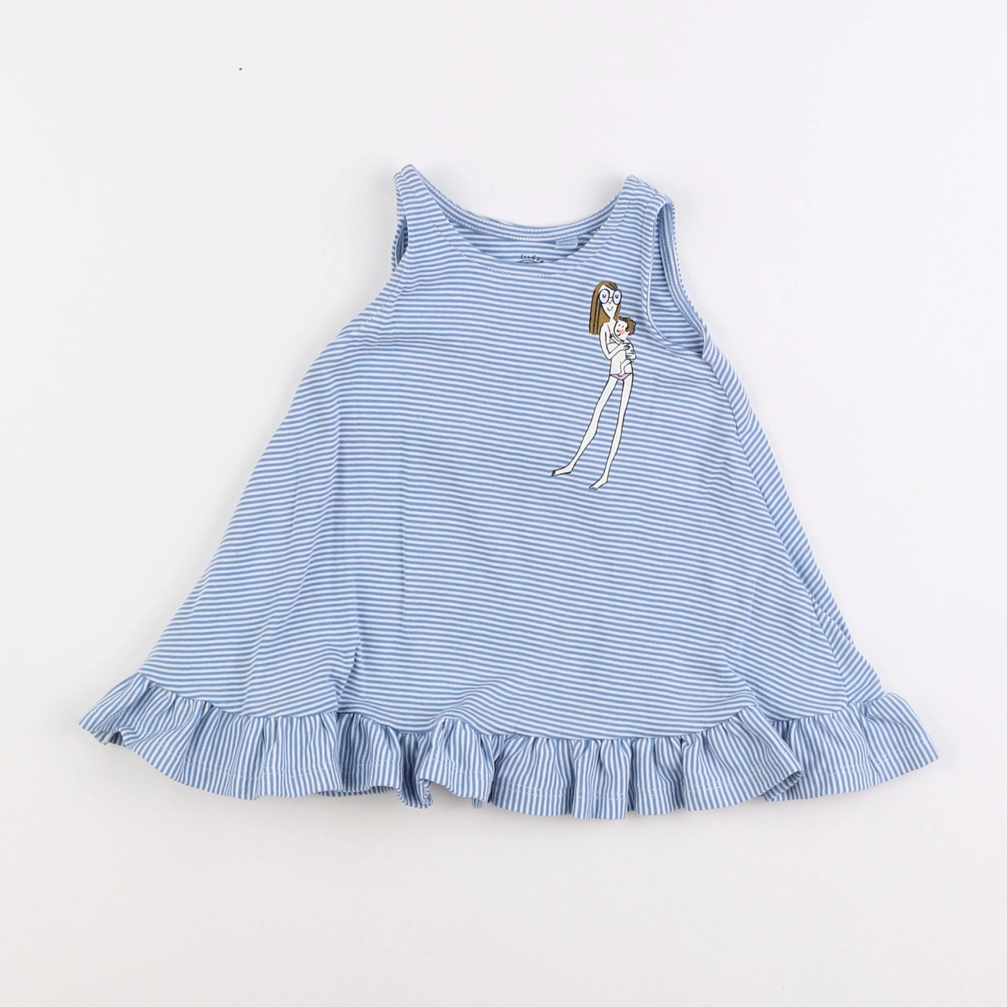 Petit Bateau - robe bleu - 6 mois