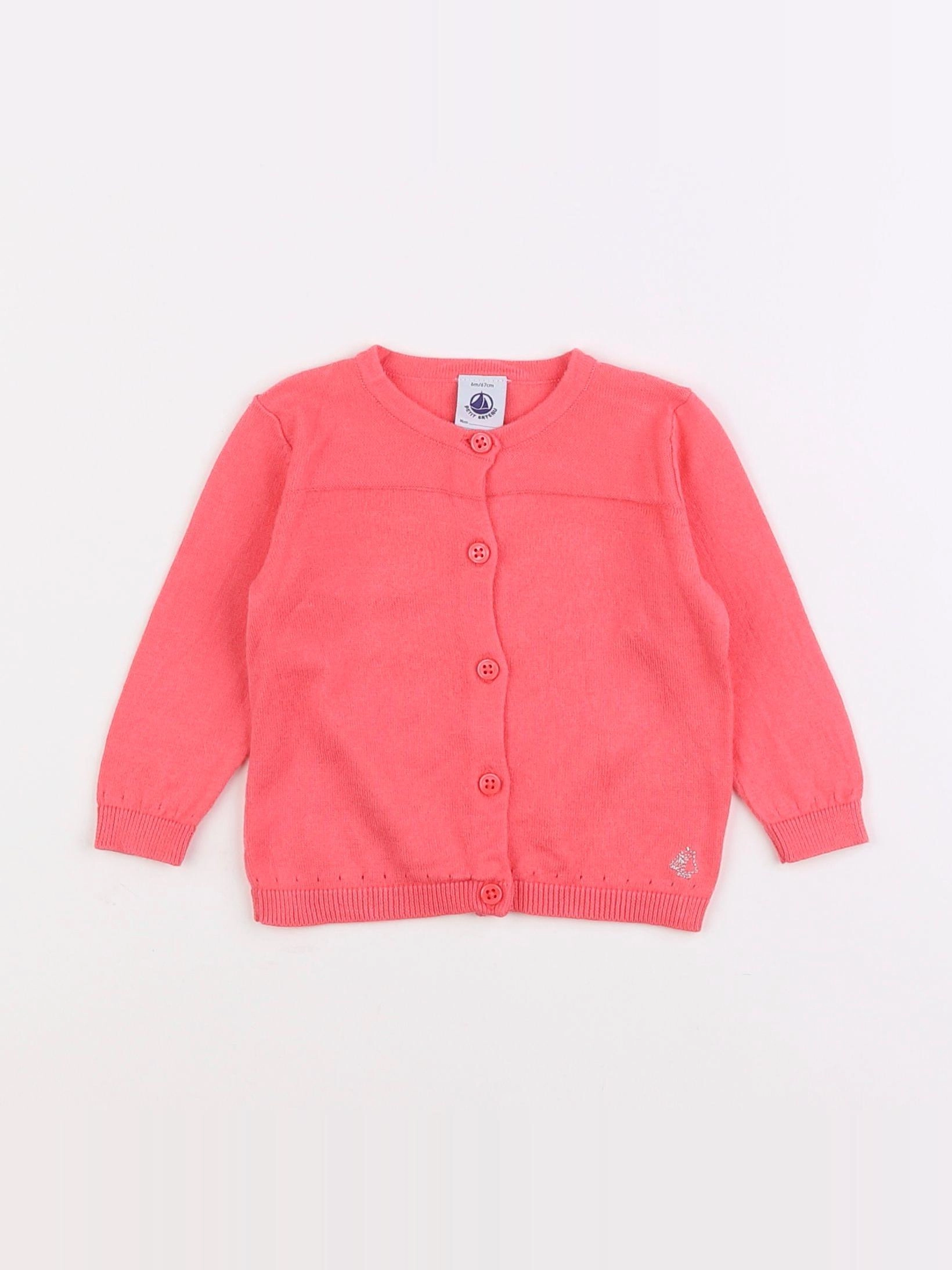 Petit Bateau - gilet rose - 6 mois