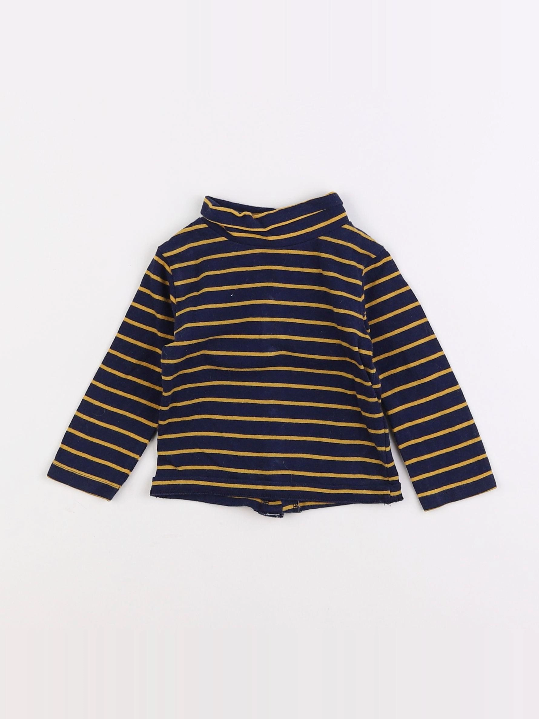Vertbaudet - sous-pull bleu, jaune - 6 mois