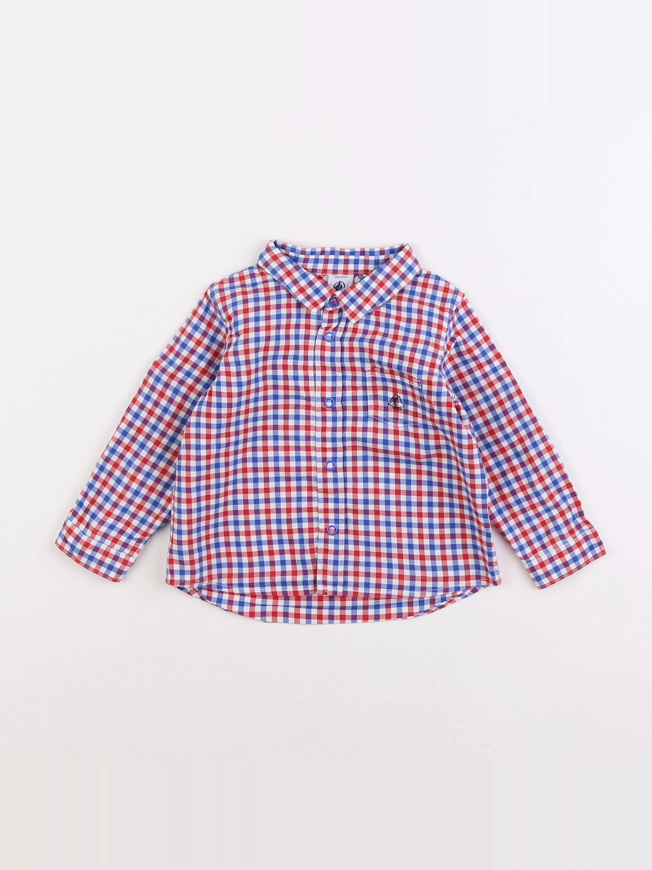Petit Bateau - chemise multicolore - 12 mois