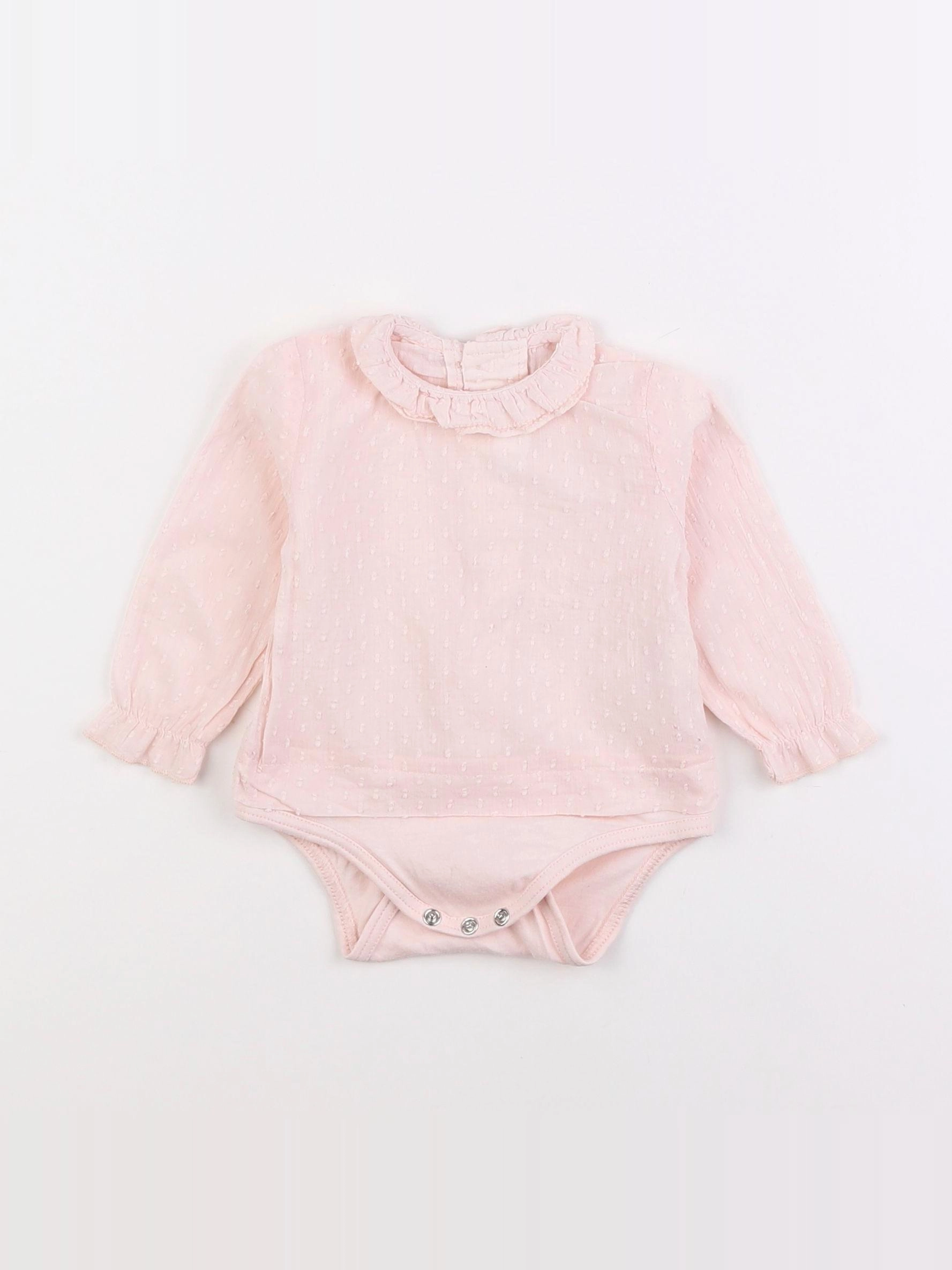 Zara - body blouse rose - 3/6 mois