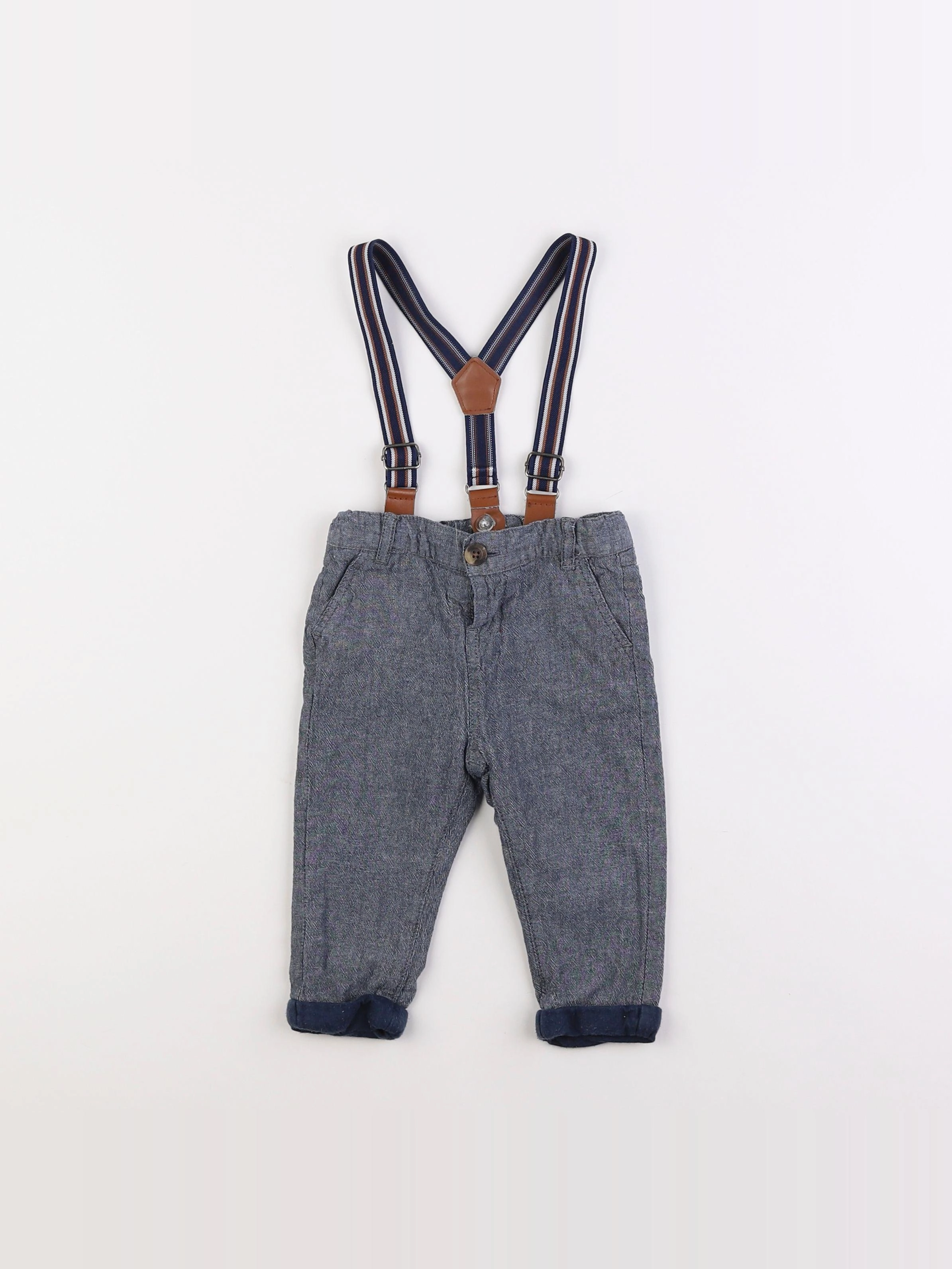 Vertbaudet - pantalon bleu - 9 mois