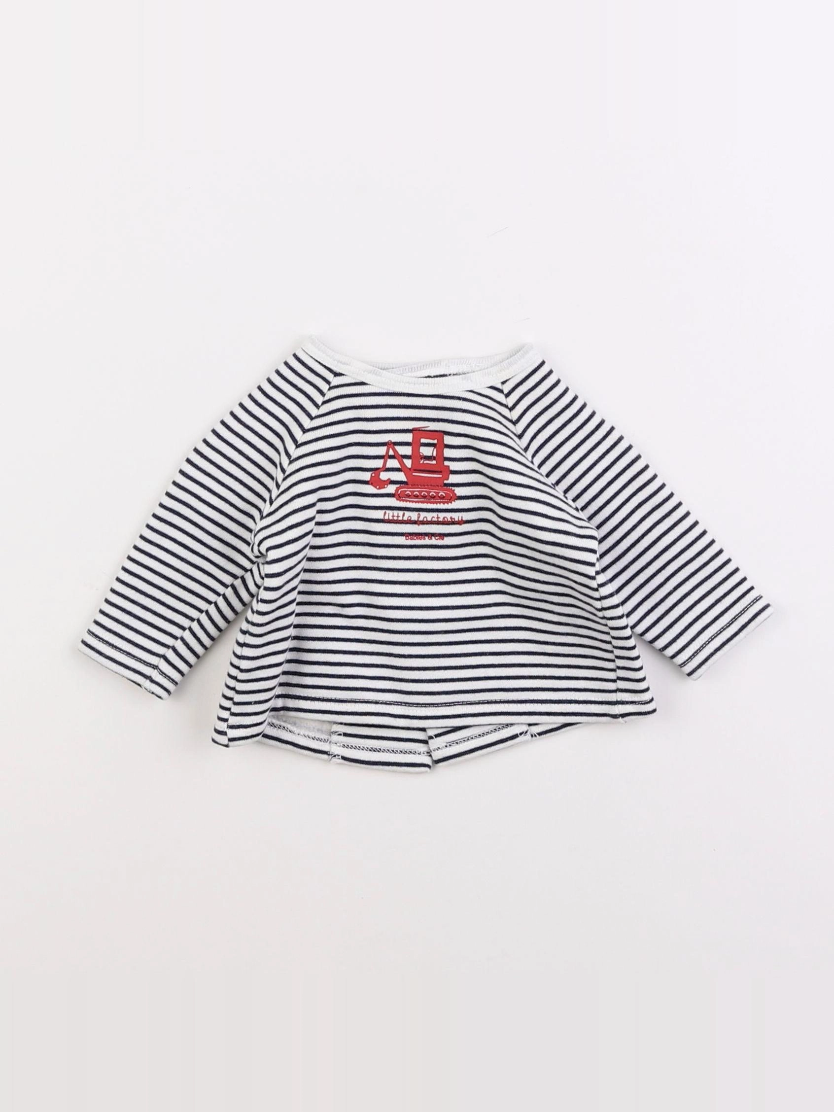 Boutchou - tee-shirt bleu, blanc - 1 mois