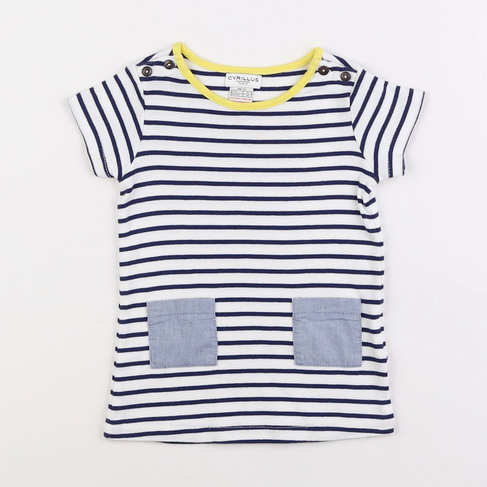 Cyrillus - robe bleu, blanc - 9 mois