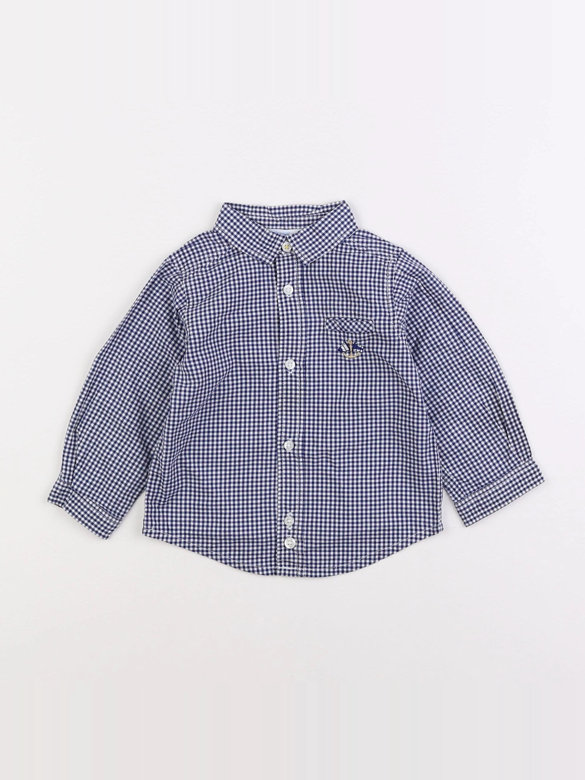 Jacadi - chemise blanc, bleu - 12 mois
