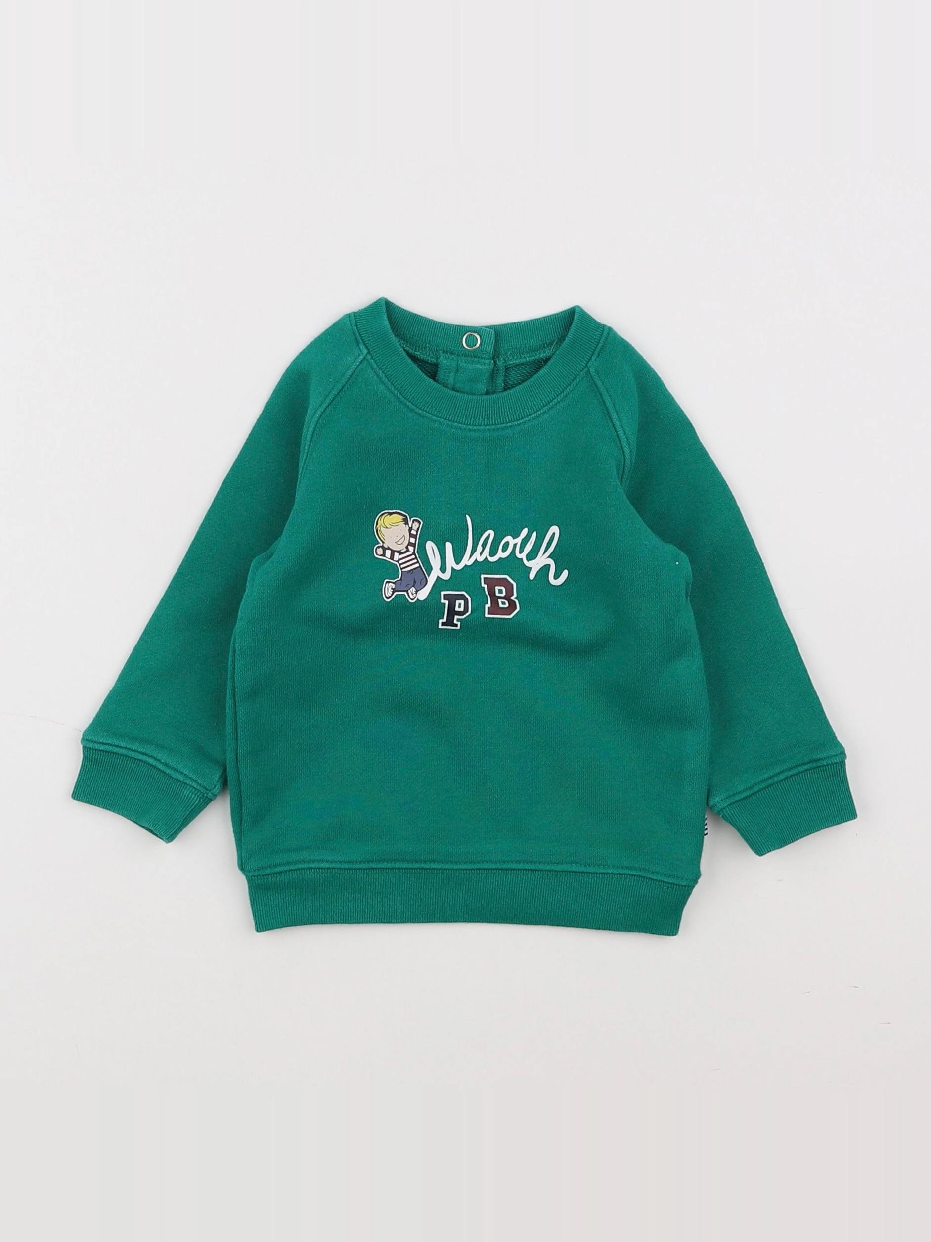Petit Bateau - sweat vert - 6 mois