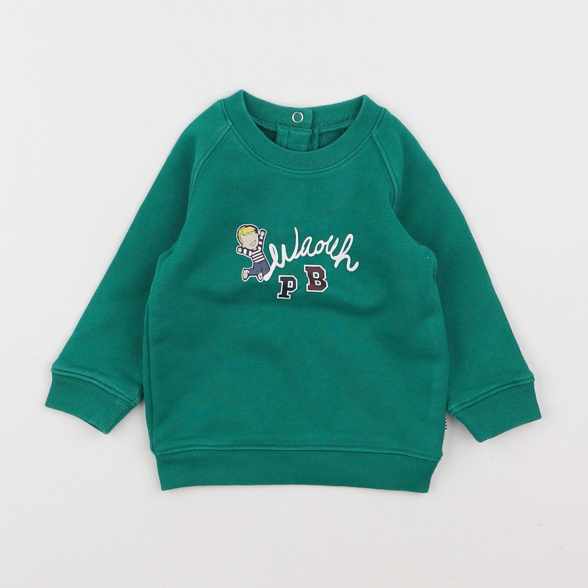 Petit Bateau - sweat vert - 6 mois
