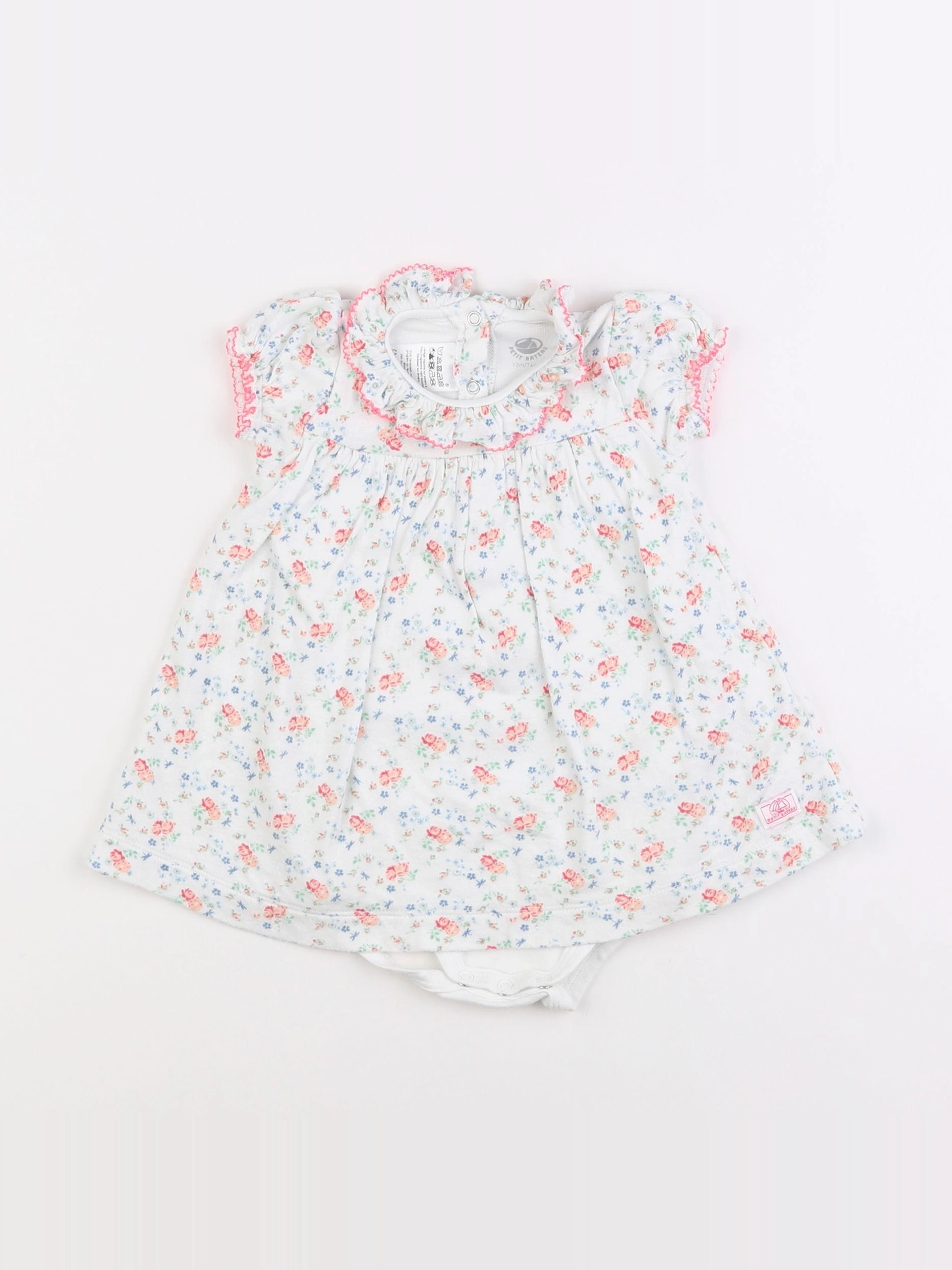Petit Bateau - body robe blanc - 12 mois