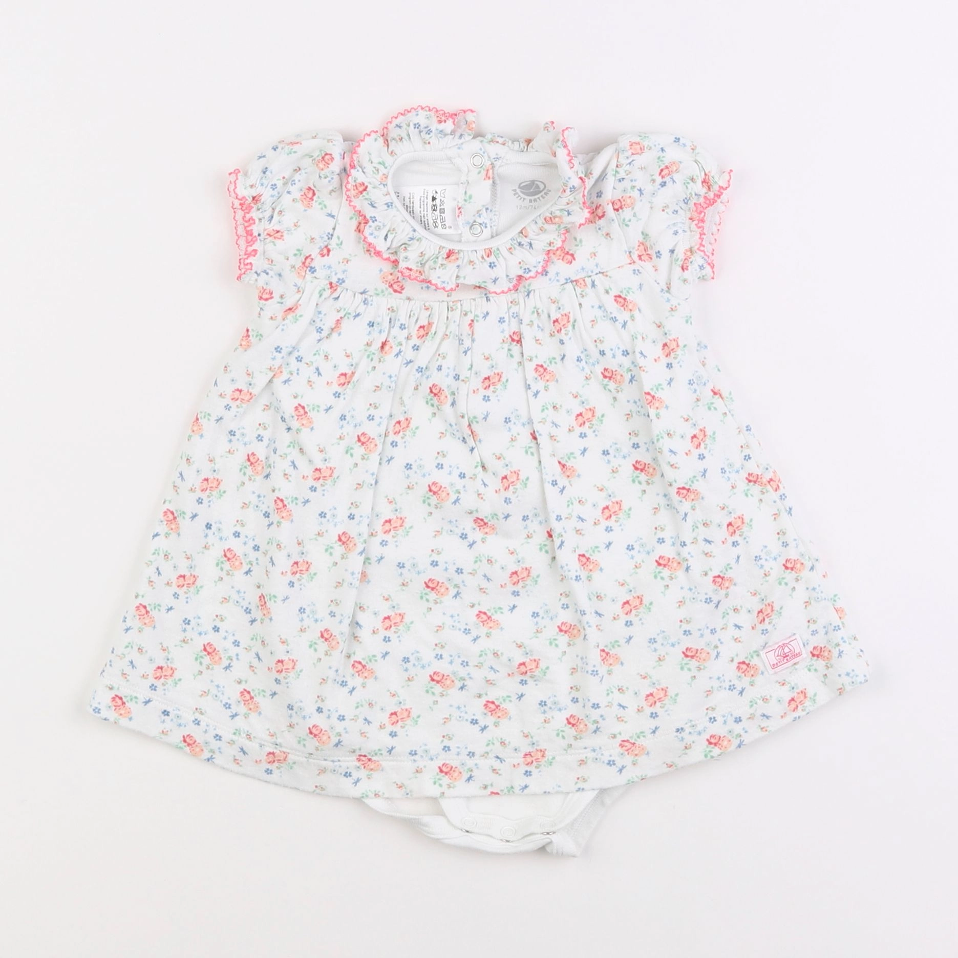 Petit Bateau - body robe blanc - 12 mois