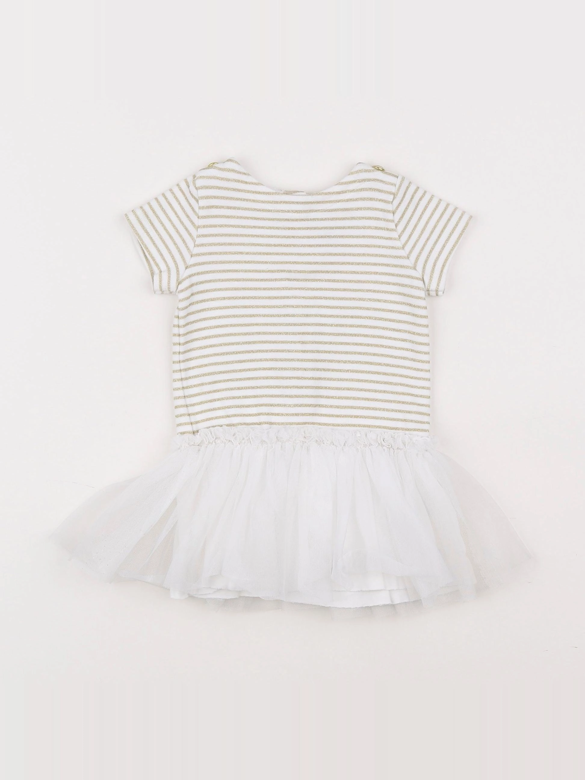 Petit Bateau - robe blanc, or - 3 mois