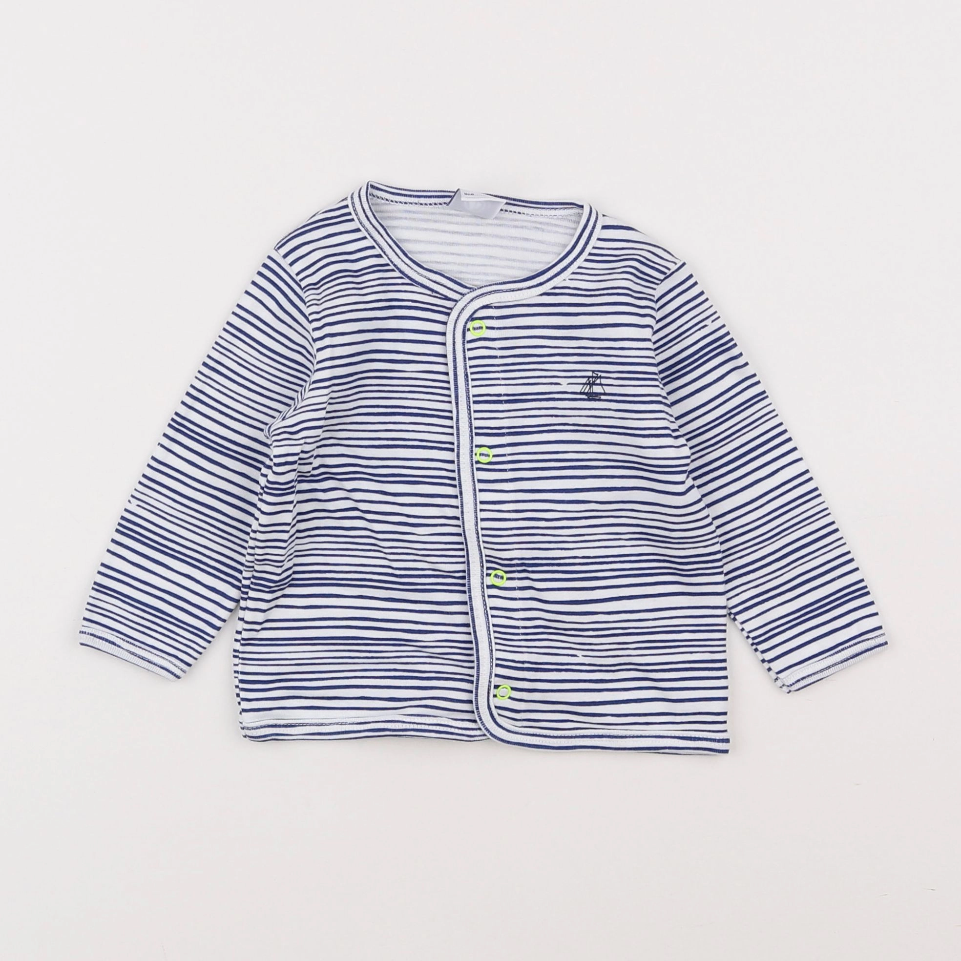 Petit Bateau - tee-shirt blanc, bleu - 6 mois